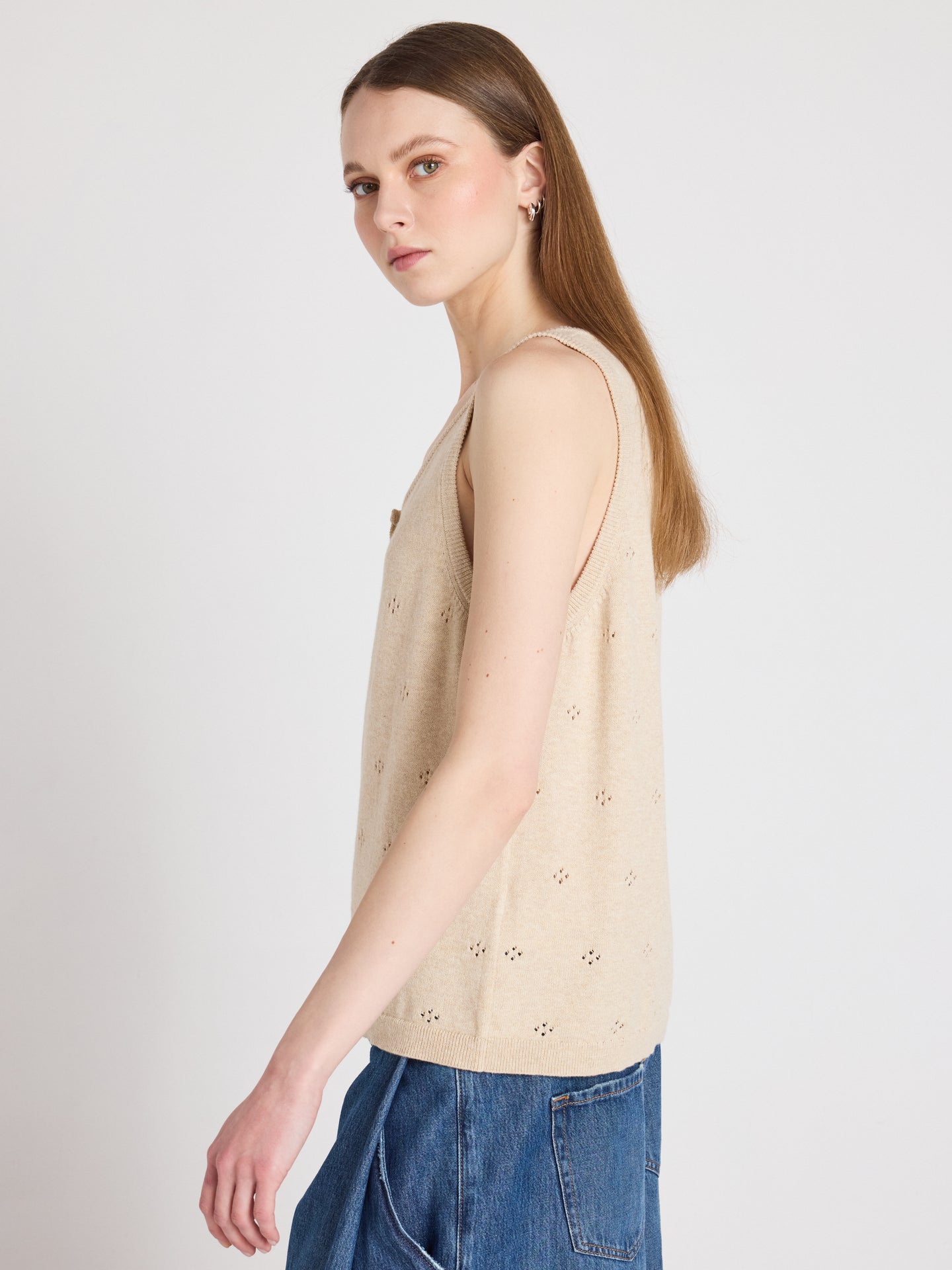 tanktop penelope - katoen en kasjmier - oat
