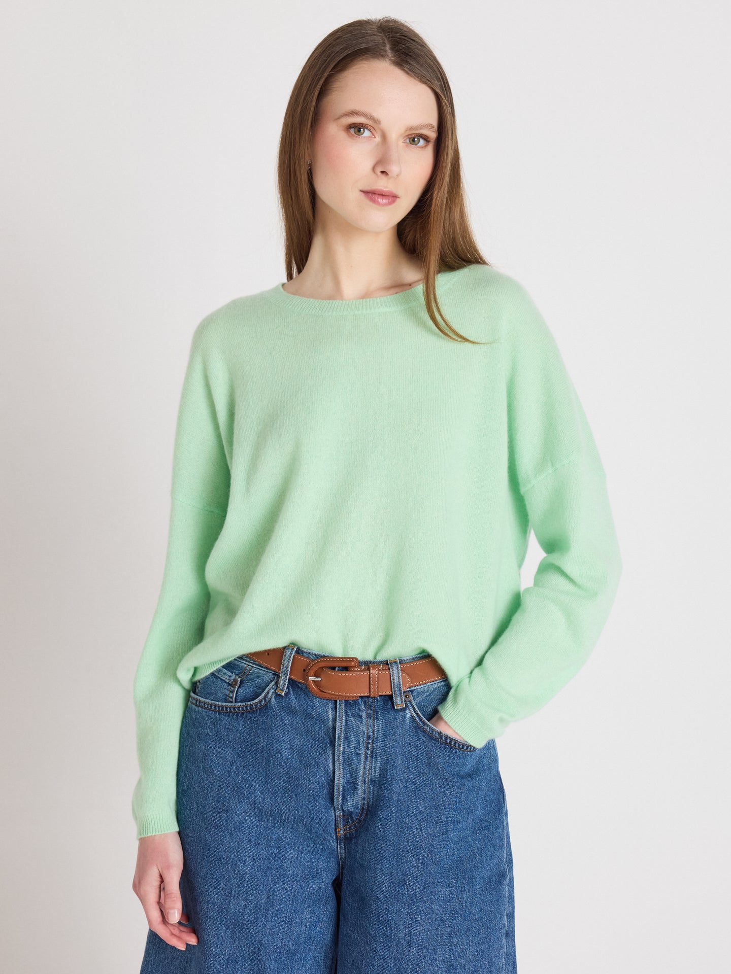 Kaira - Kaschmirpullover mit Rundhalsausschnitt - pastel green