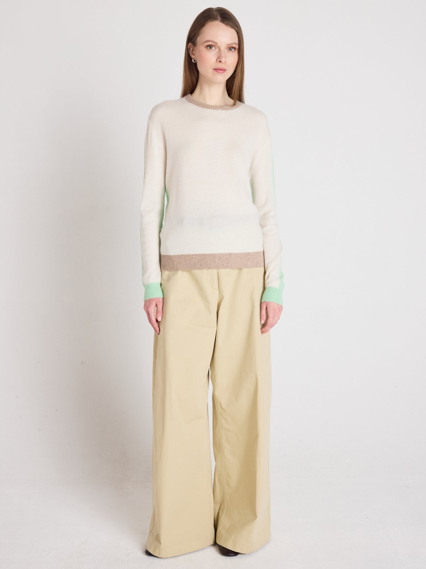 Zoey - Kaschmirpullover mit Rundhalsausschnitt - cream