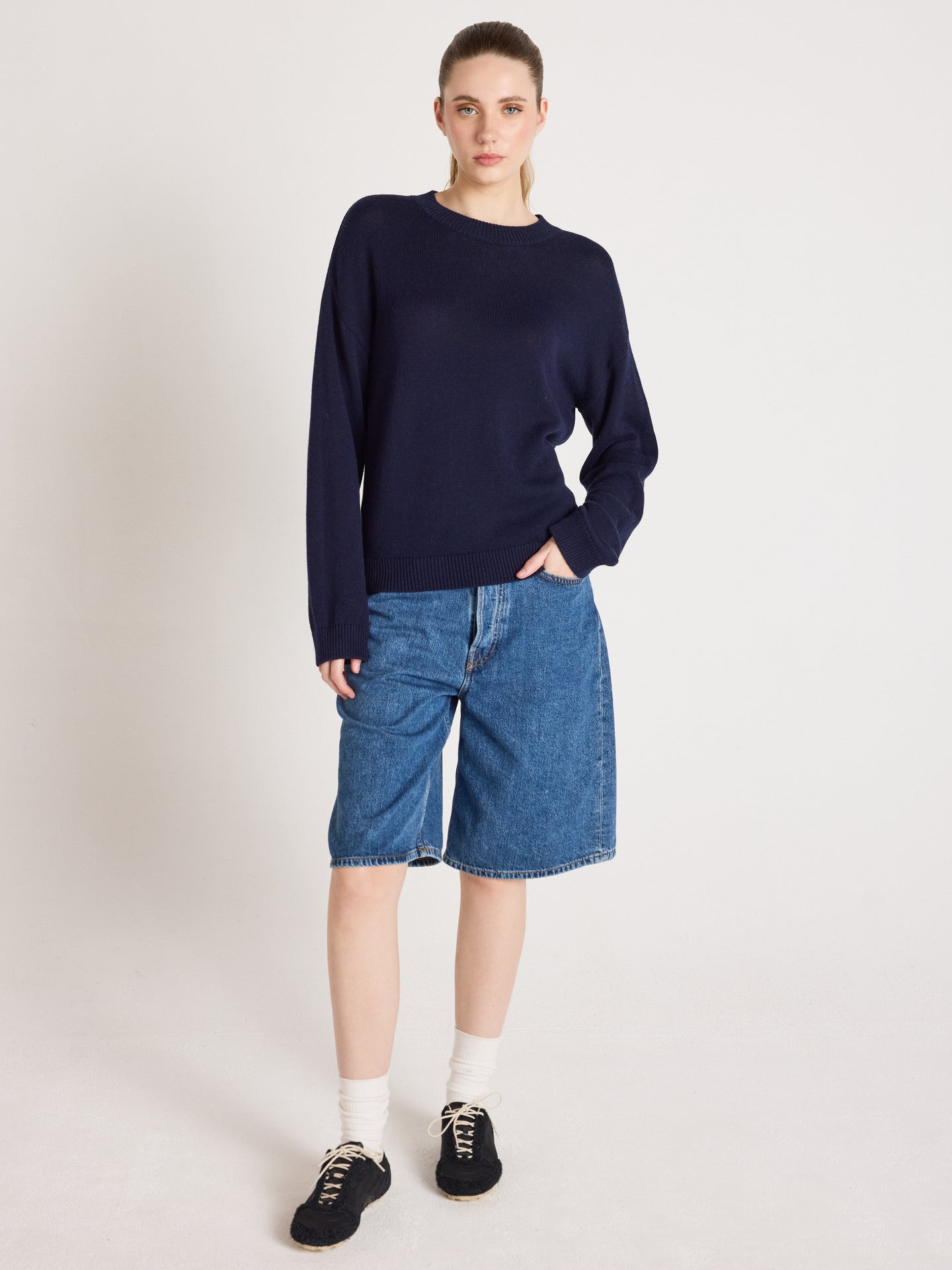 pullover avery - Baumwolle und kaschmir - Navy