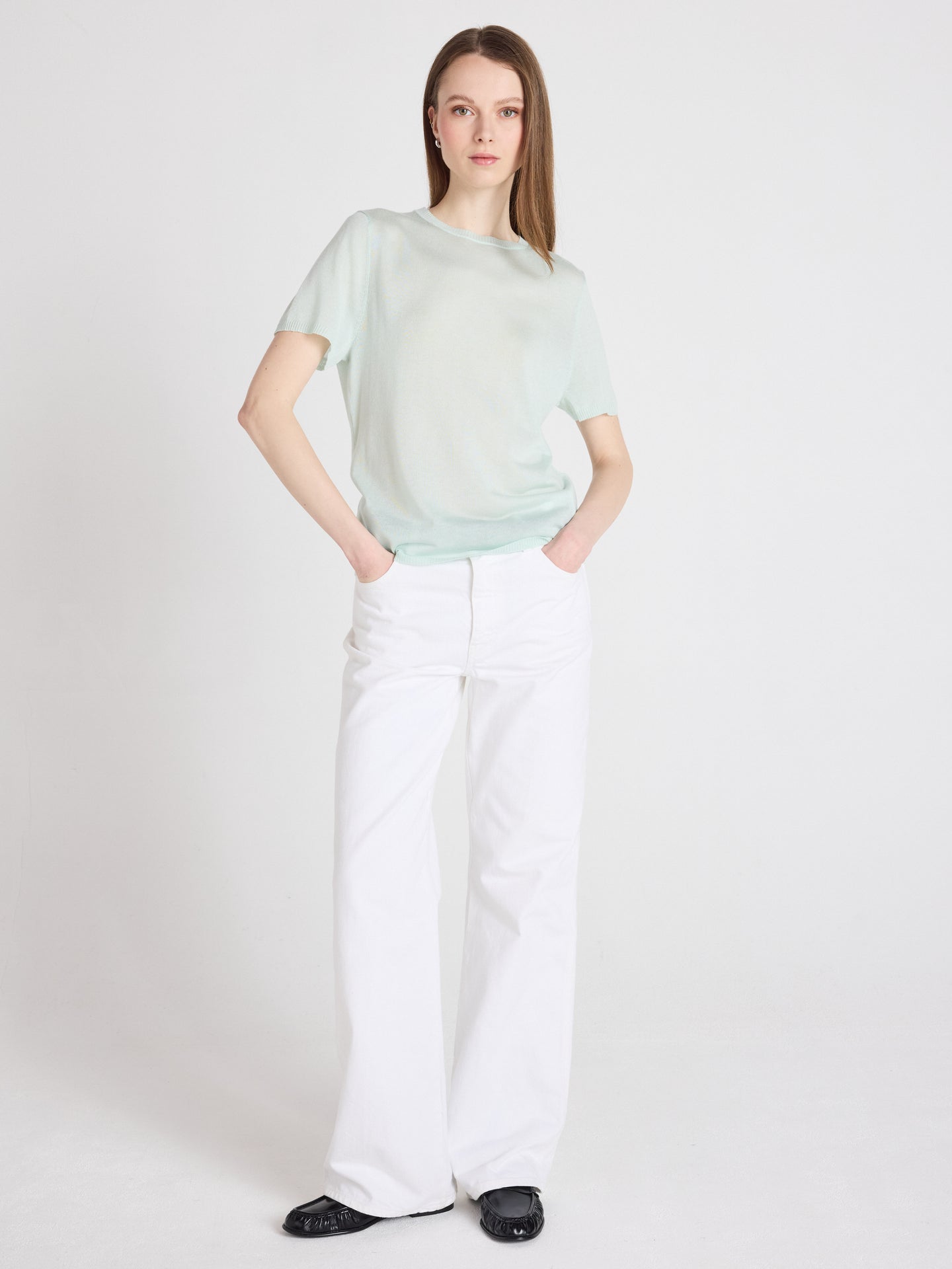 maria - Pull coton cachemire - mint