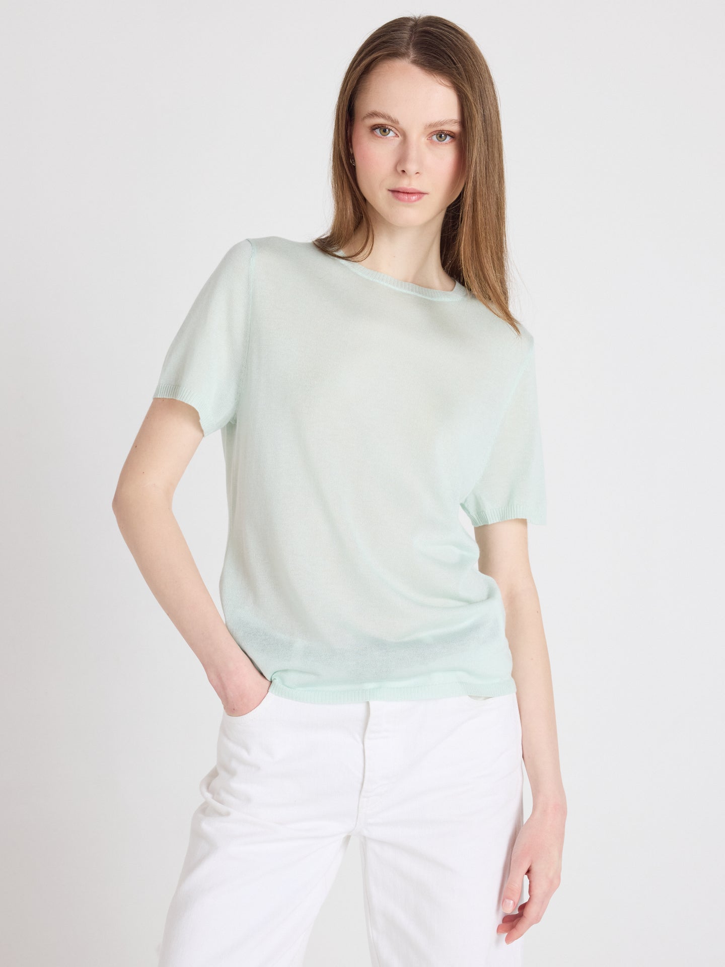 maria - Pull coton cachemire - mint