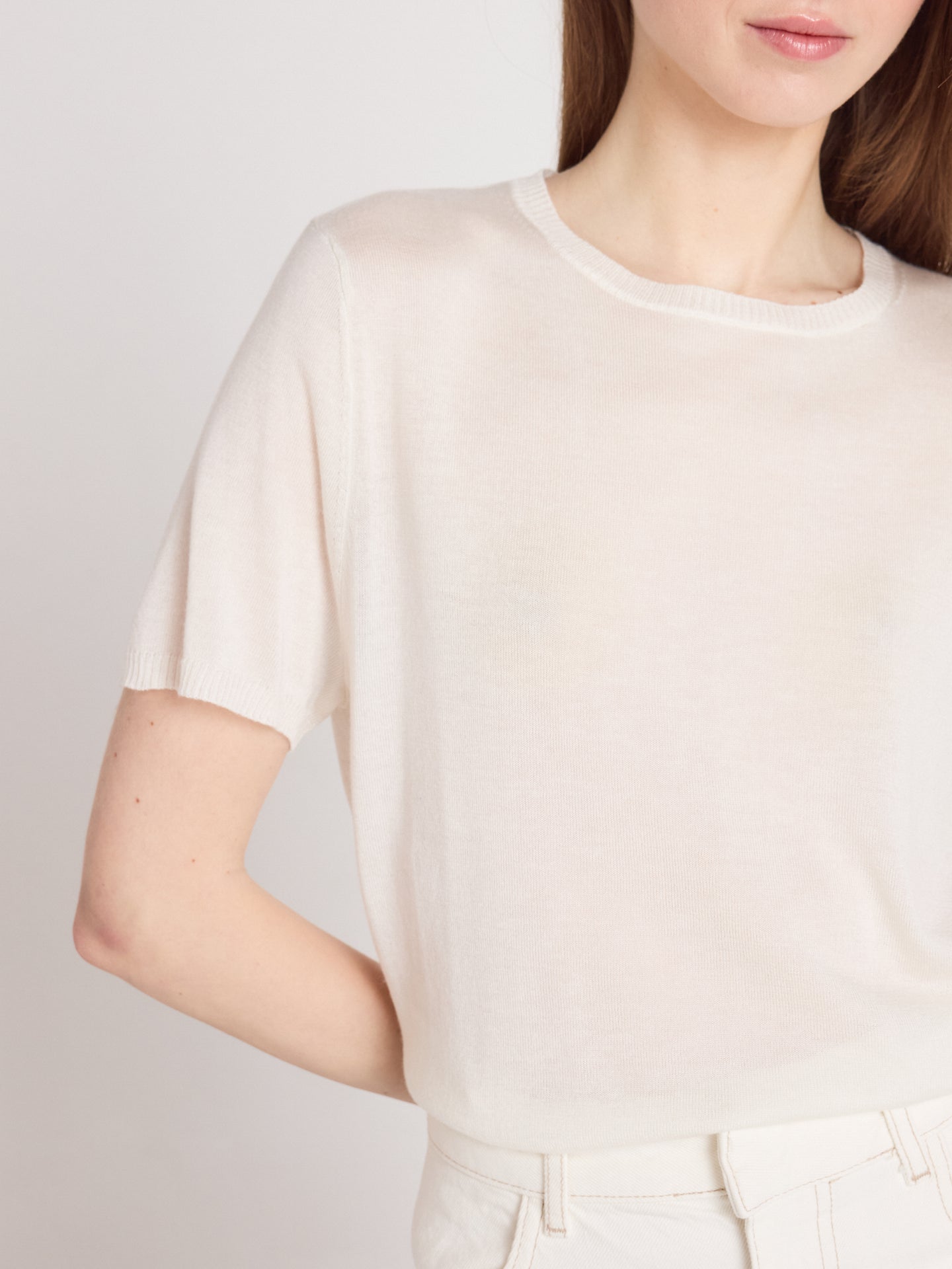 maria - Maglione di cotone e cashmere - white