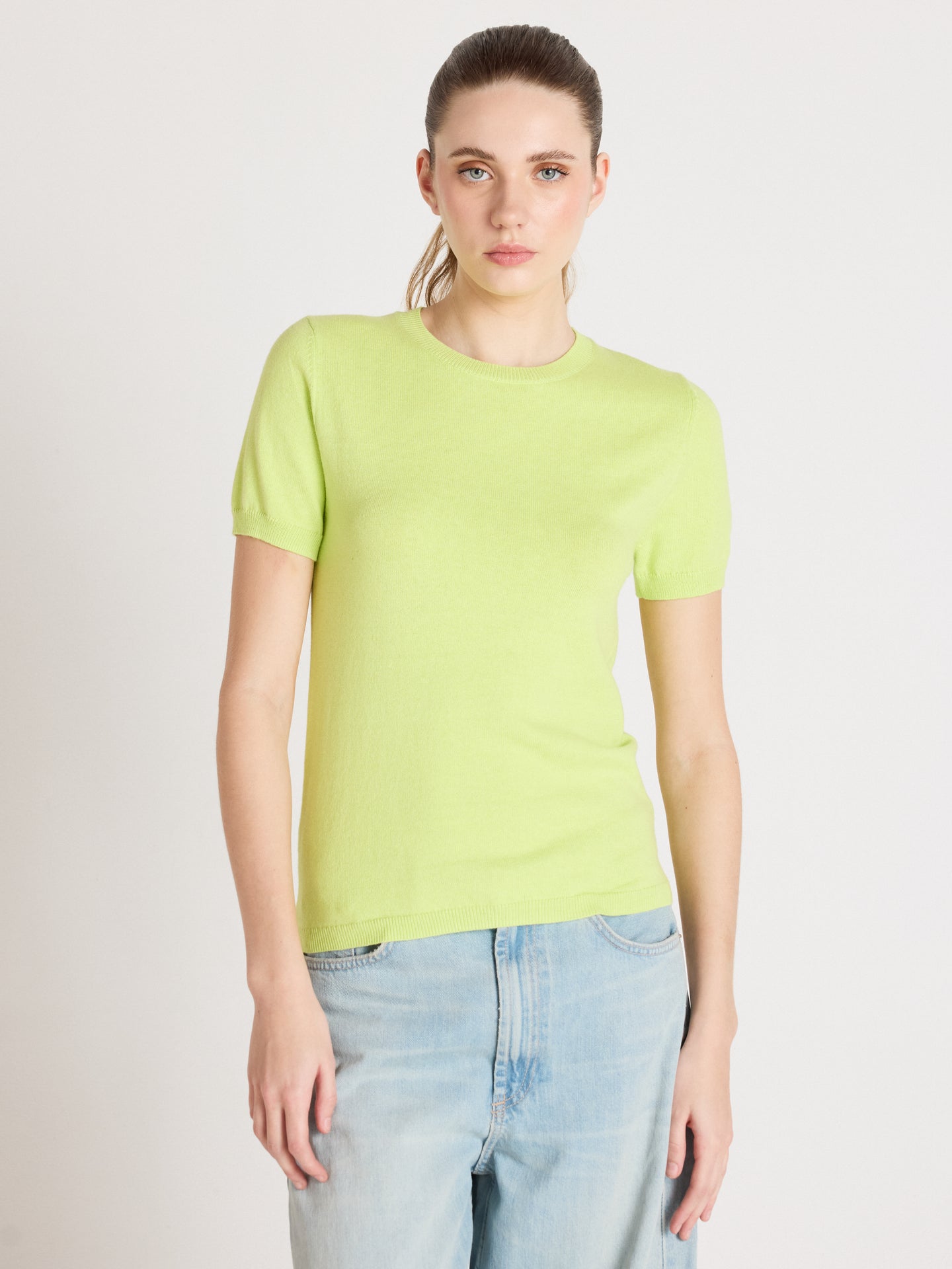 amelia - Pull coton cachemire - lime