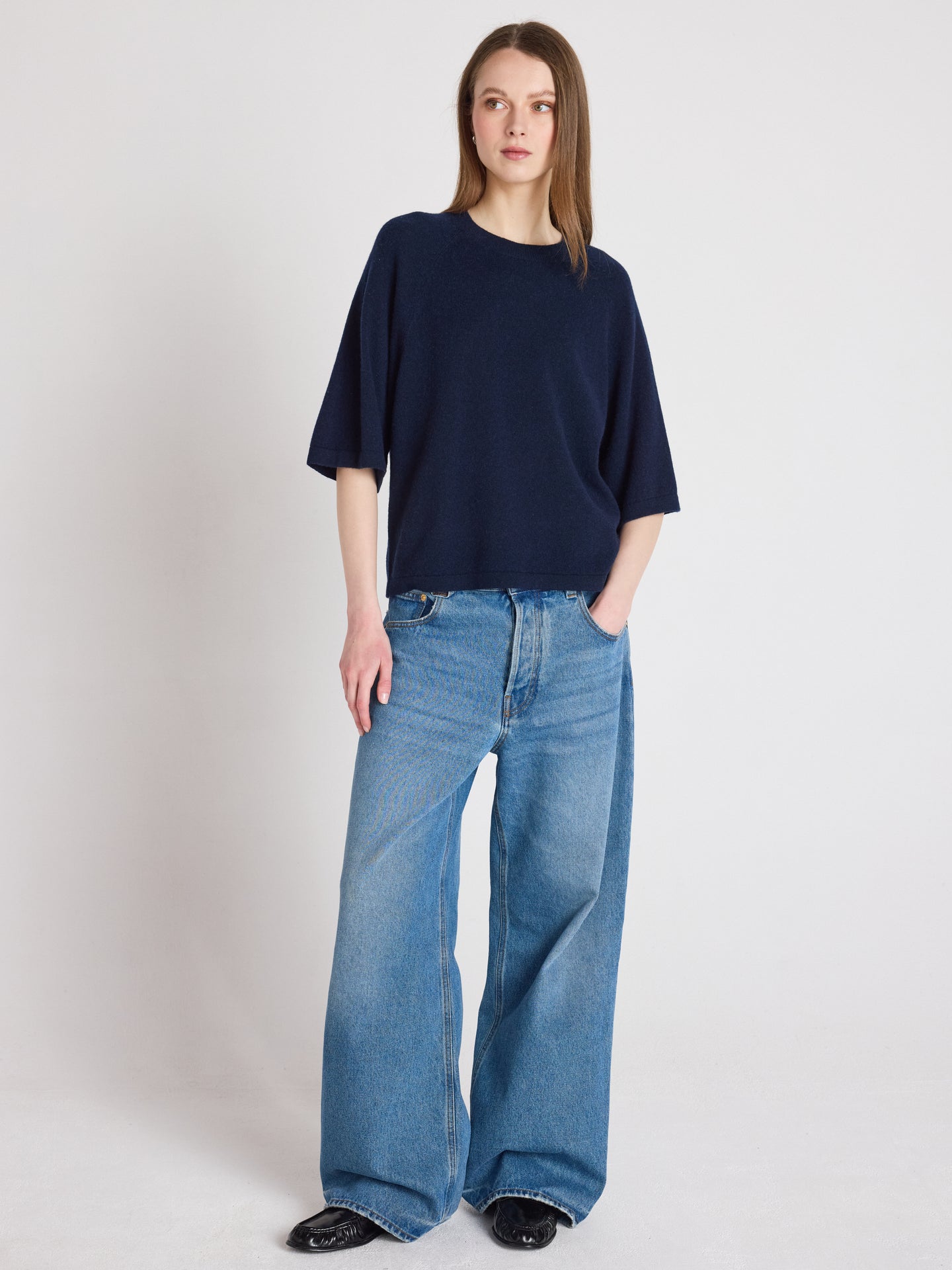 leana - Pull 100% cachemire - navy
