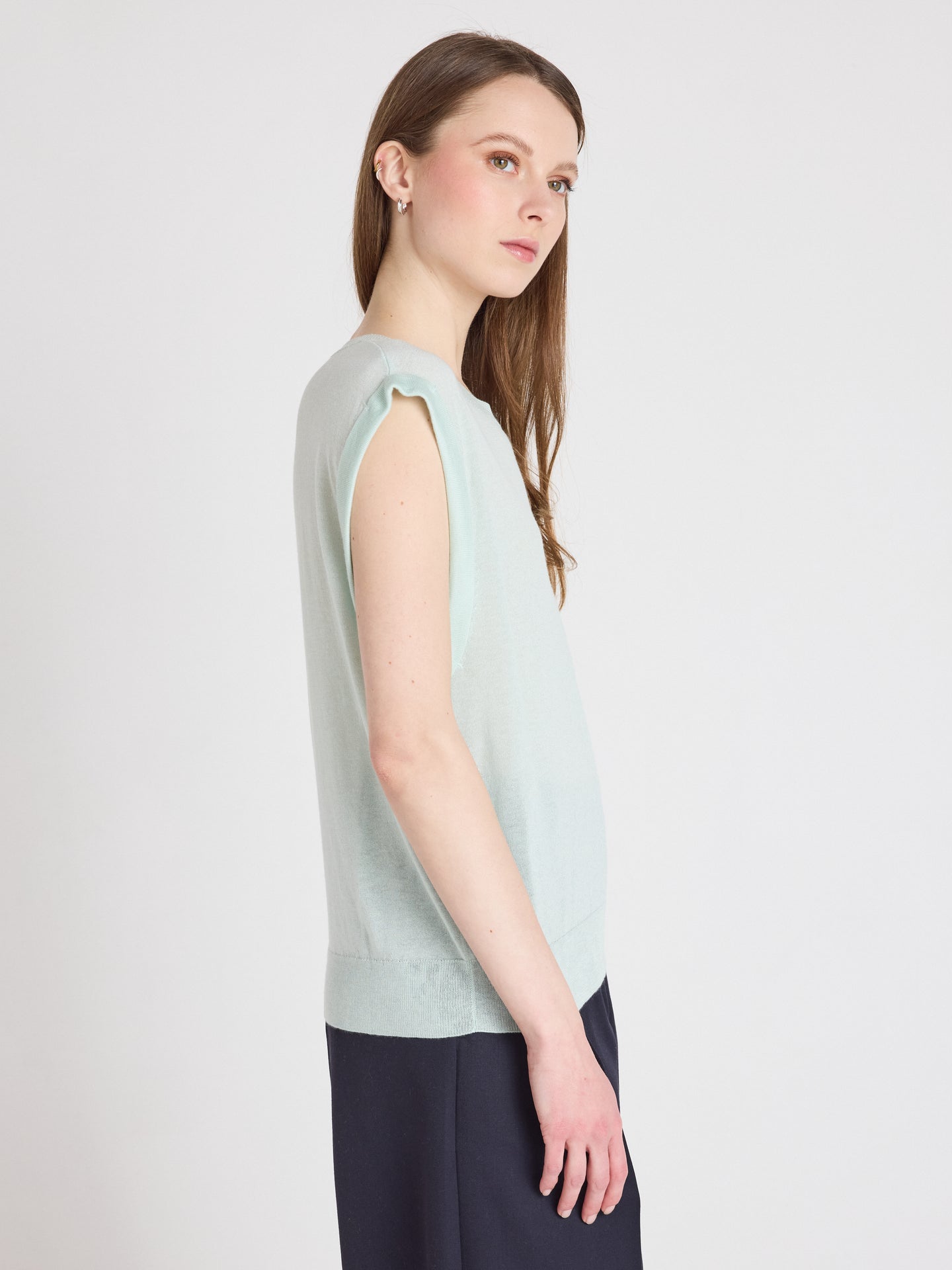 mouwloze trui naomi - lyocell en kasjmier - mint