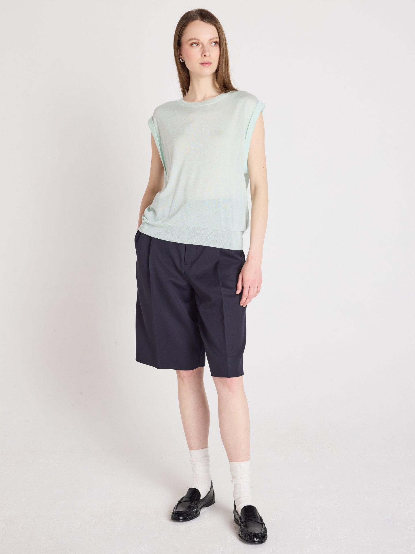mouwloze trui naomi - lyocell en kasjmier - mint