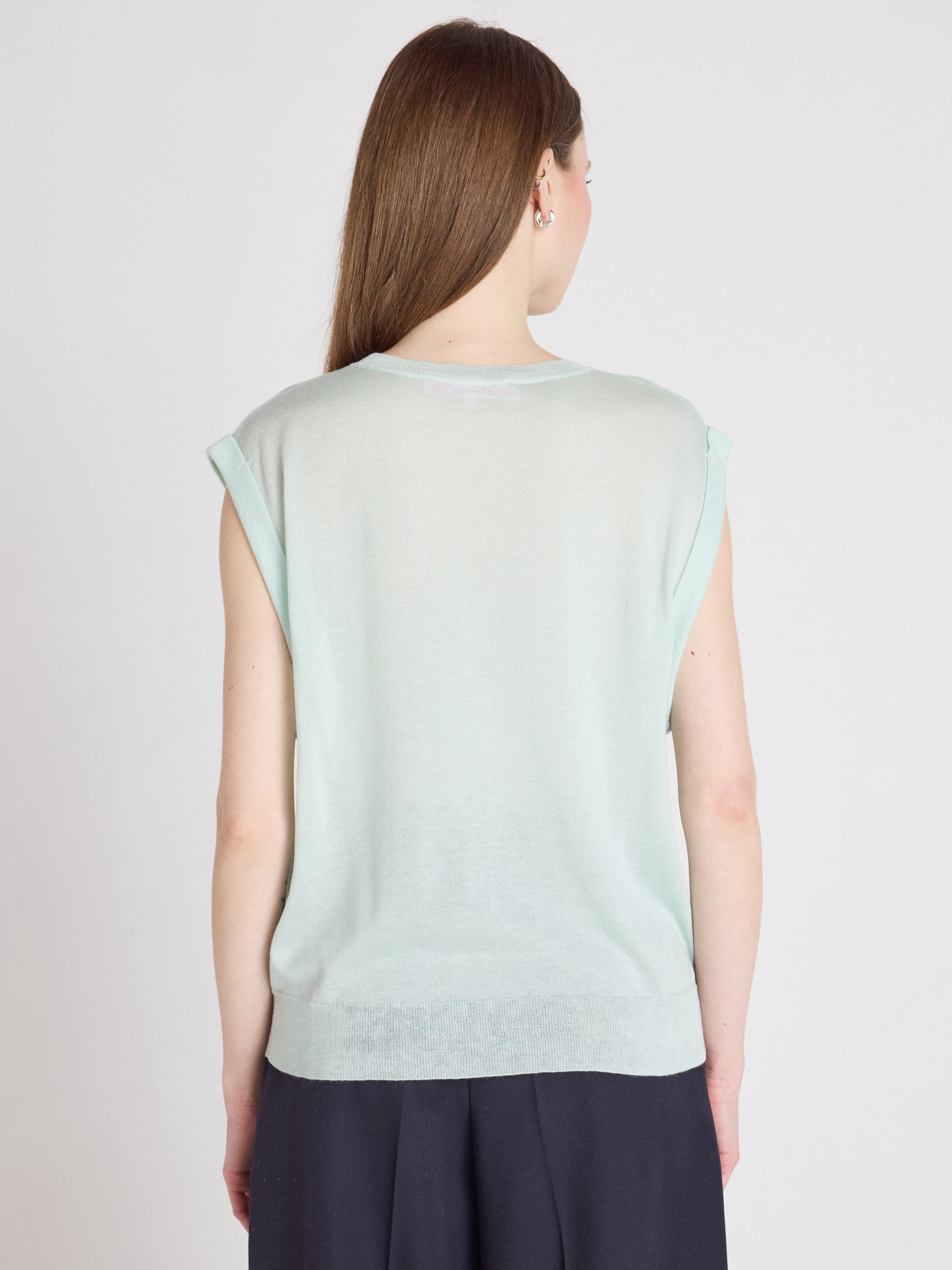 mouwloze trui naomi - lyocell en kasjmier - mint