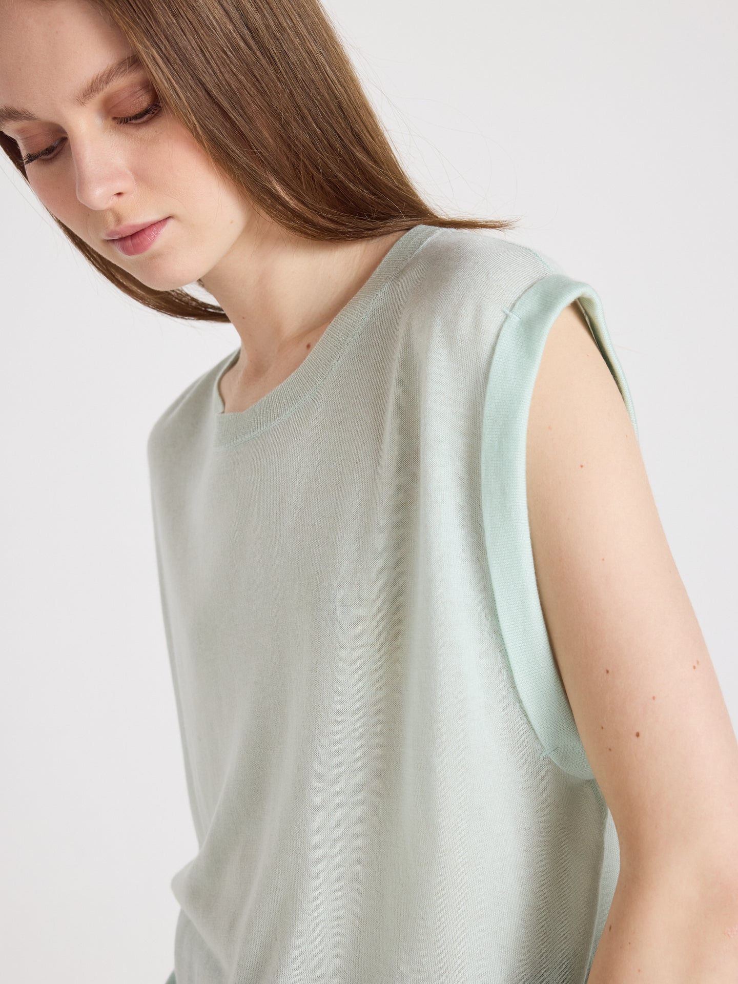 mouwloze trui naomi - lyocell en kasjmier - mint