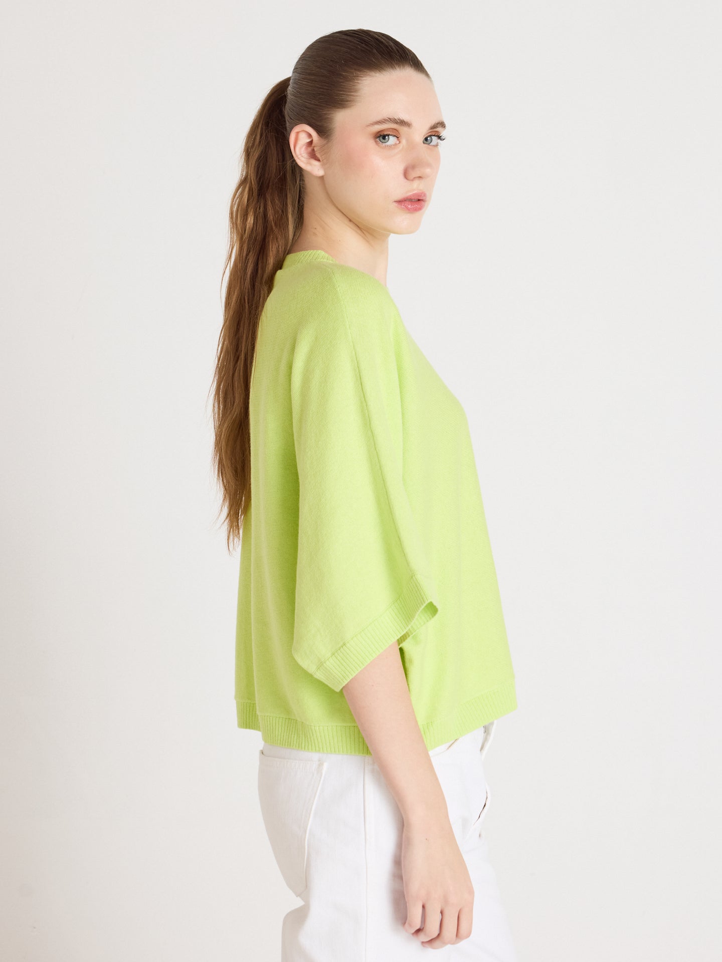 ponchotrui quinn - katoen en kasjmier - lime