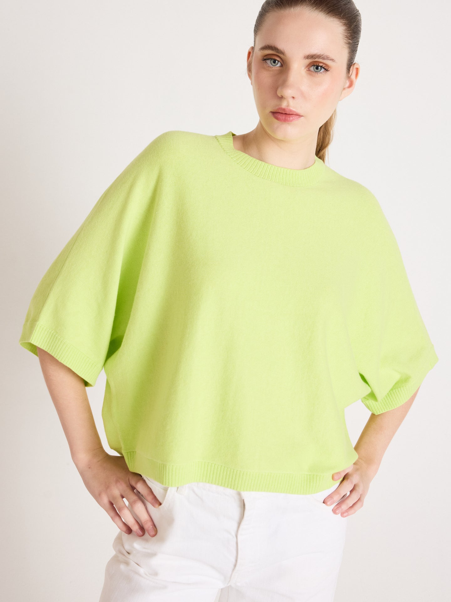 ponchotrui quinn - katoen en kasjmier - lime