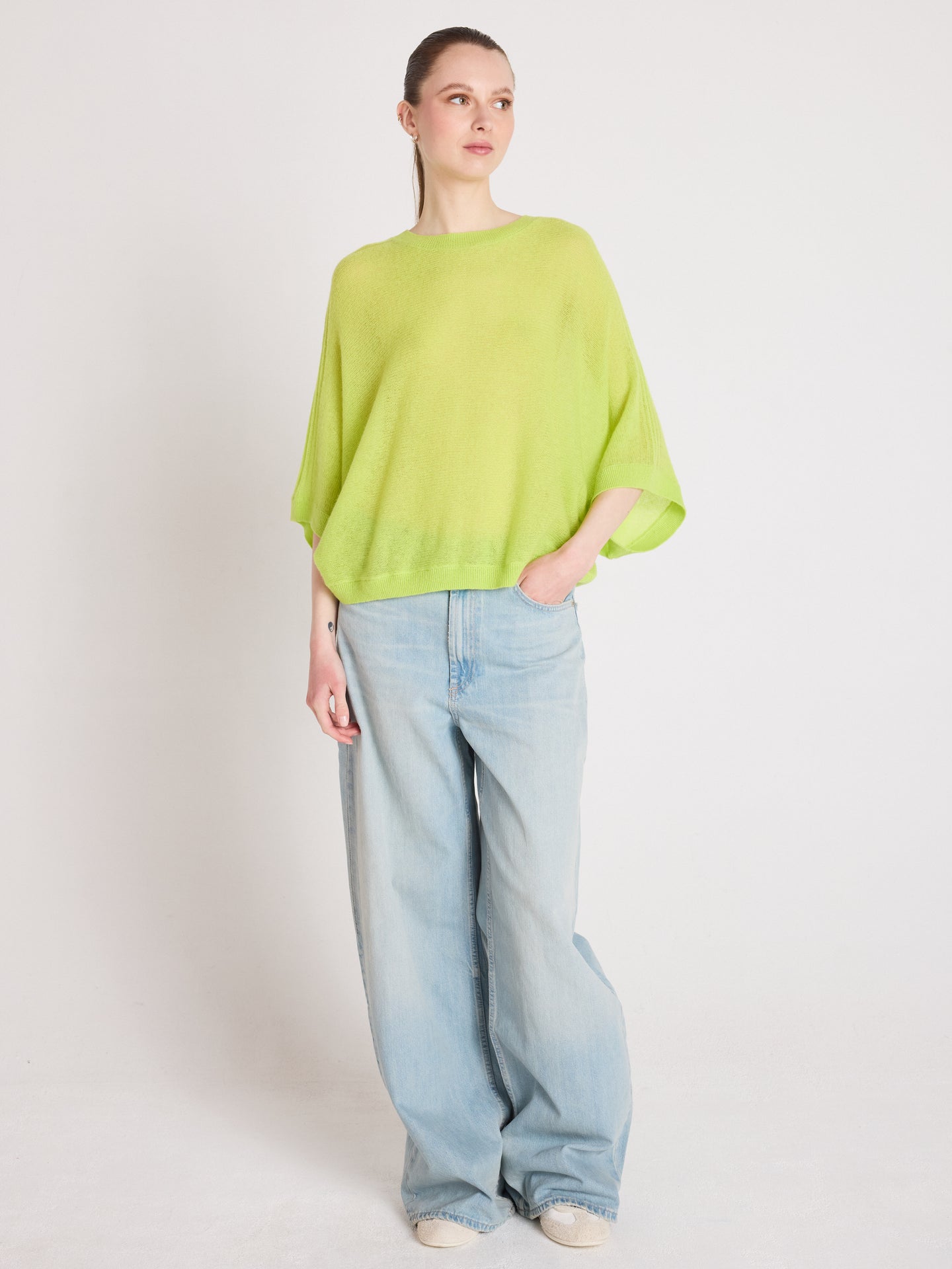 benedicta sweater - light cashmere - lime neon
