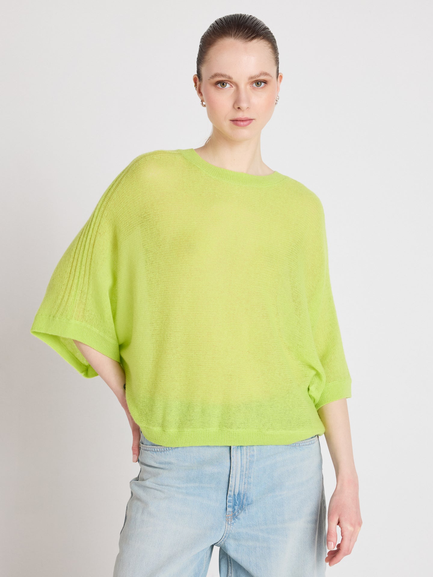 benedicta sweater - light cashmere - lime neon
