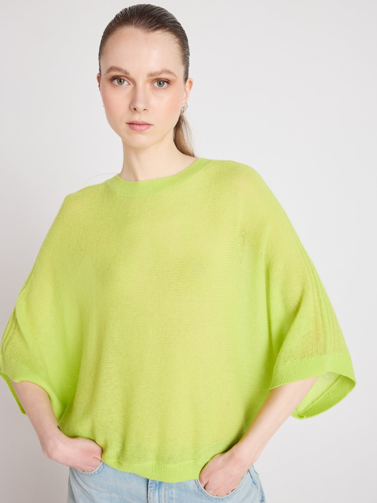 benedicta sweater - light cashmere - lime neon