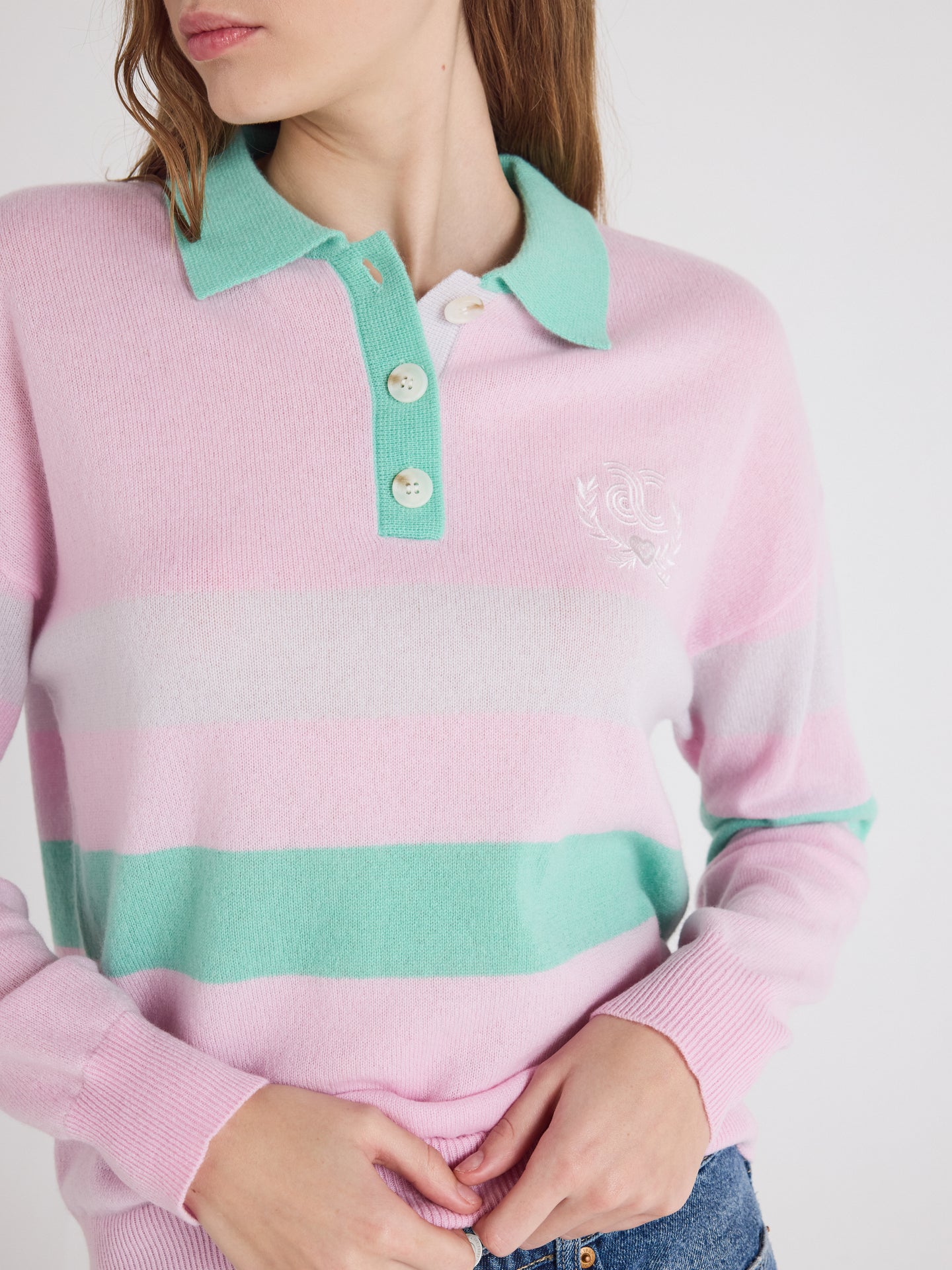 cora - Polo en cachemire à motif - cherry blossom