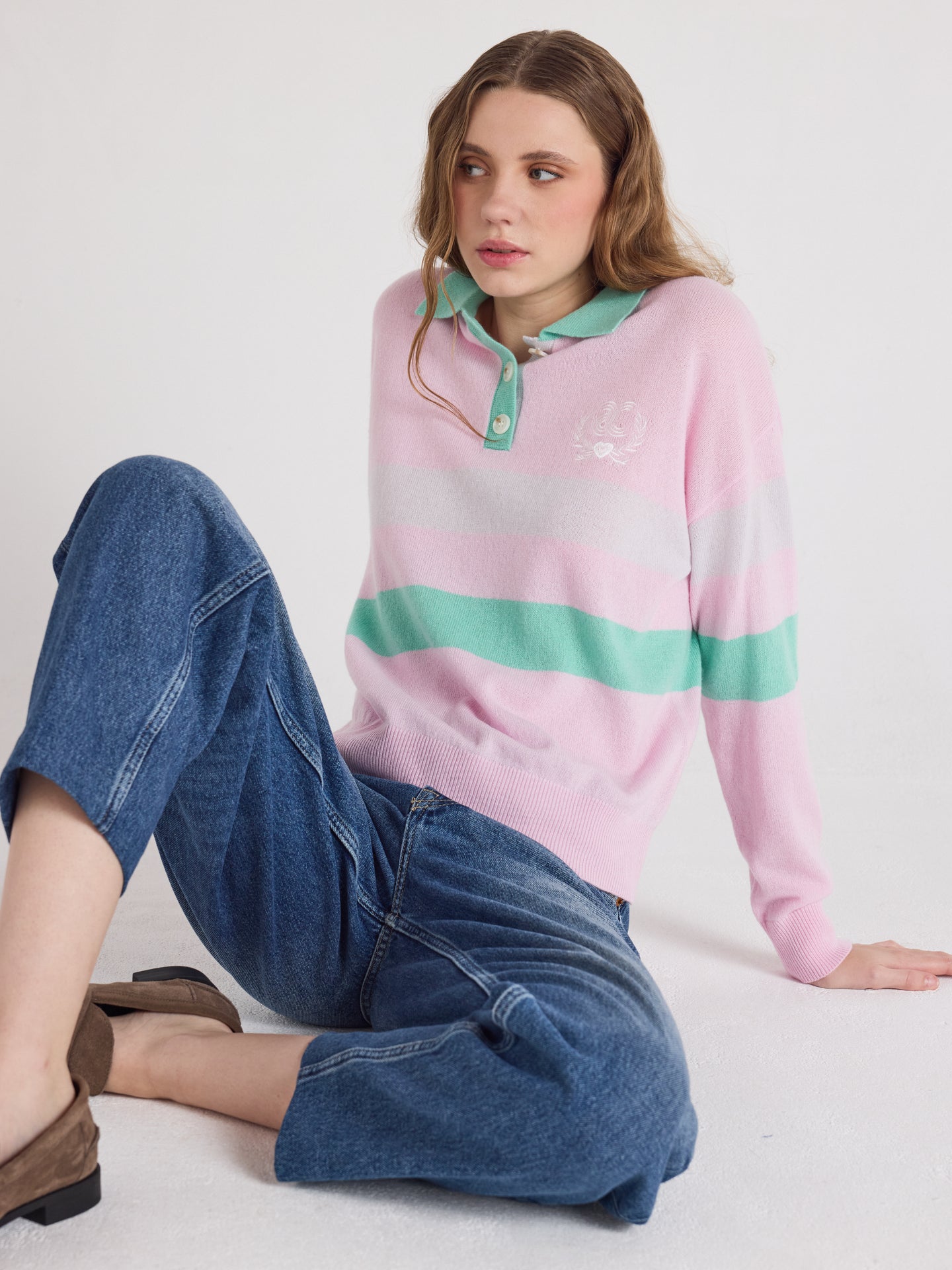 cora - Polo en cachemire à motif - cherry blossom