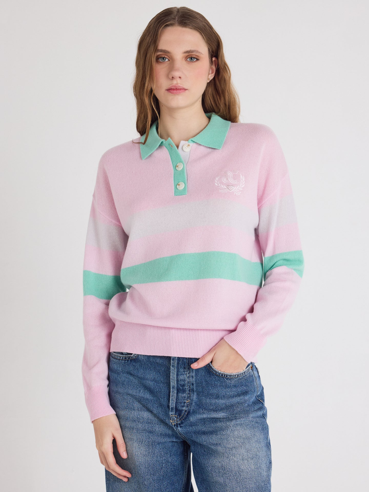 pull polo cora - cachemire - cherry blossom