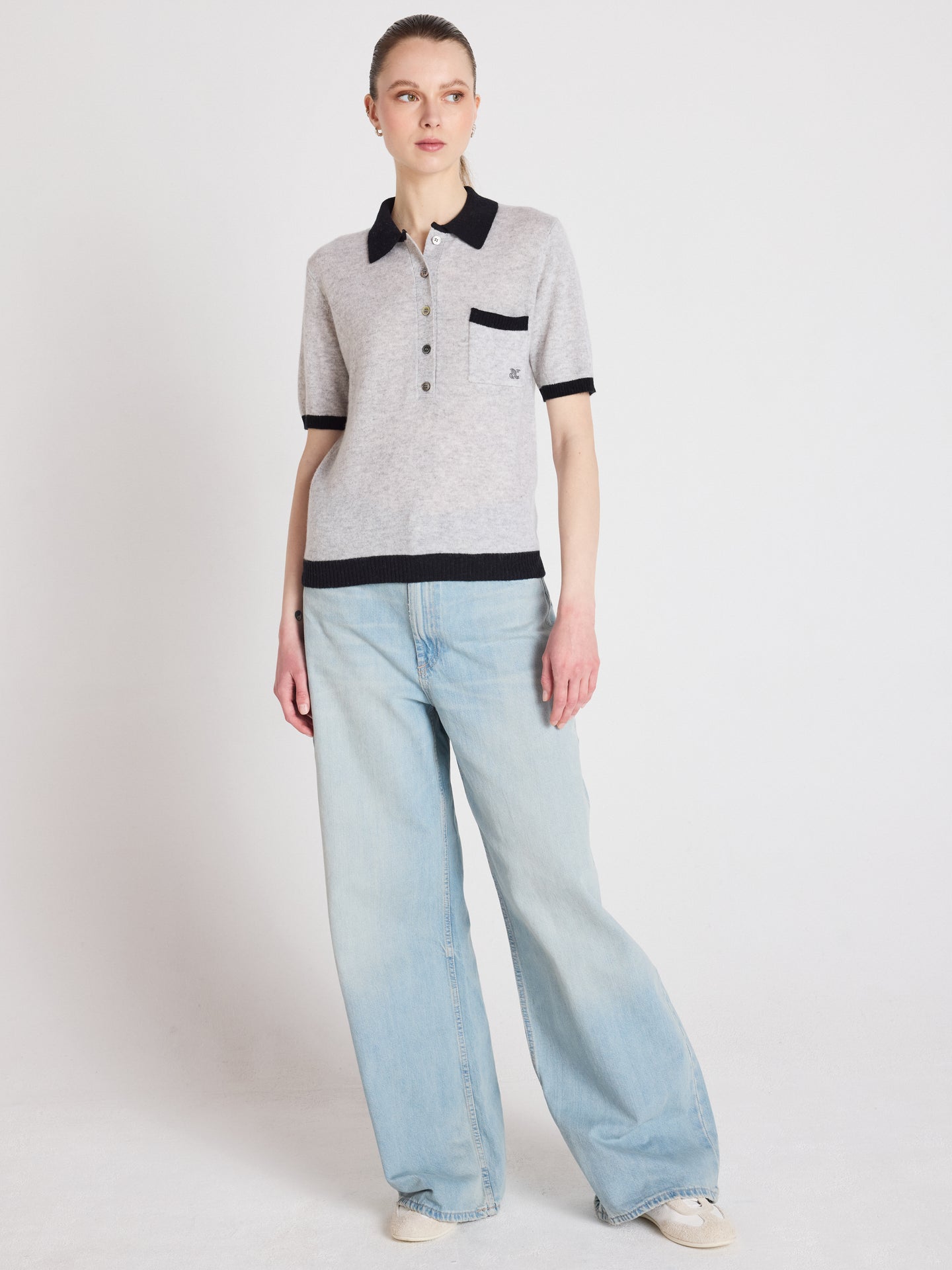 pull polo marlyn - cachemire - light heather grey