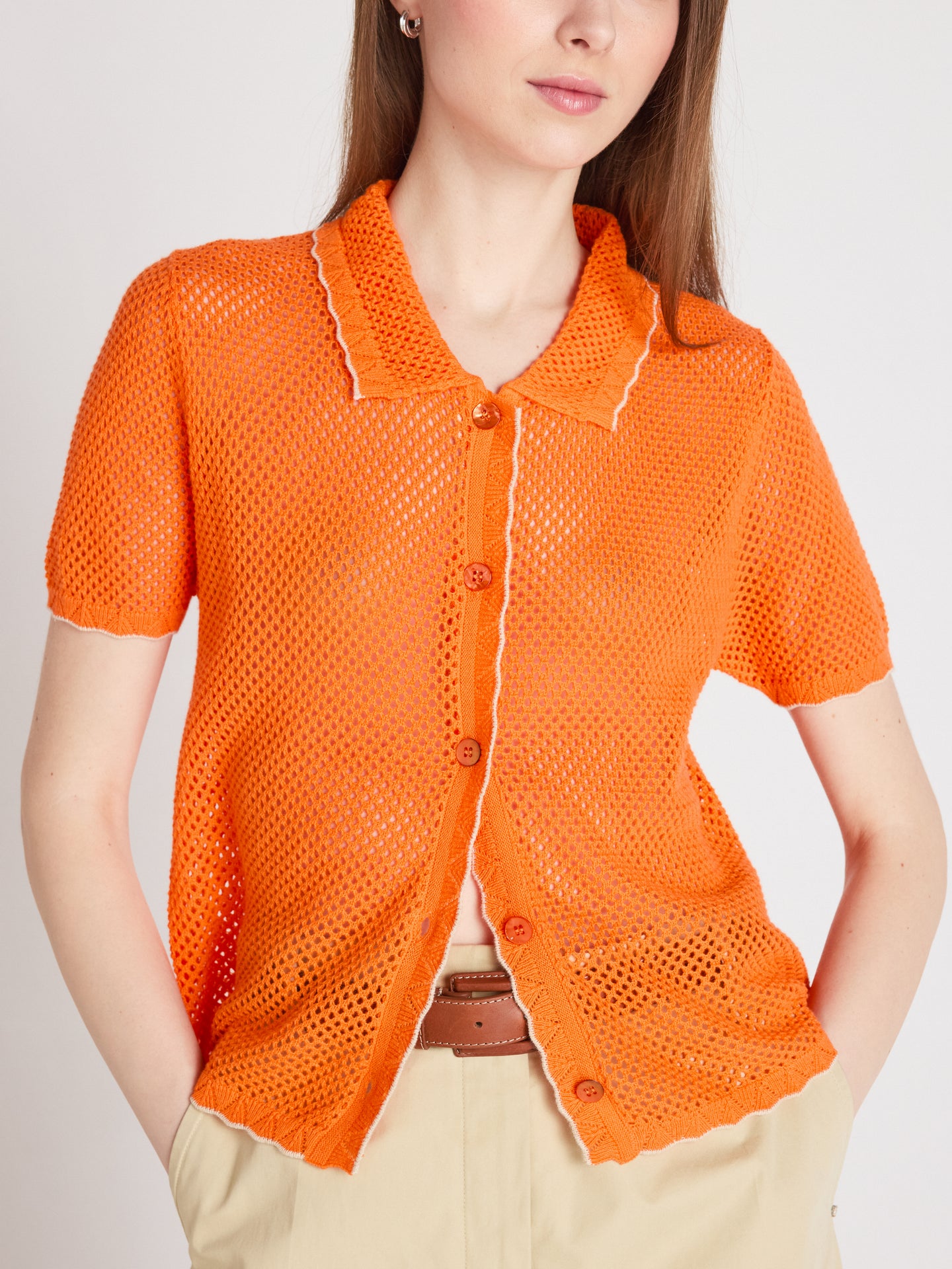 molly - Camicia in cotone e cashmere - clementine