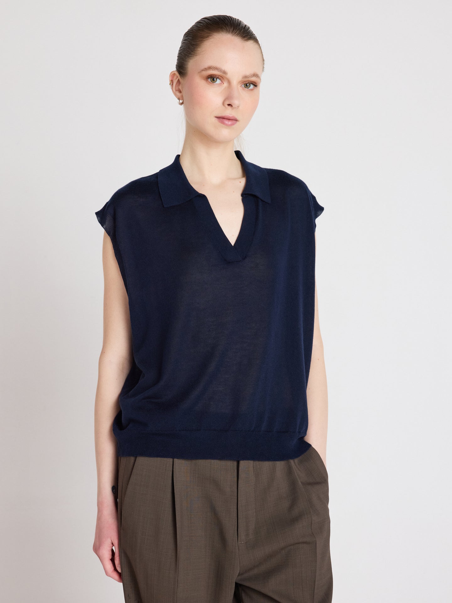 top magali - lyocell cachemire - navy