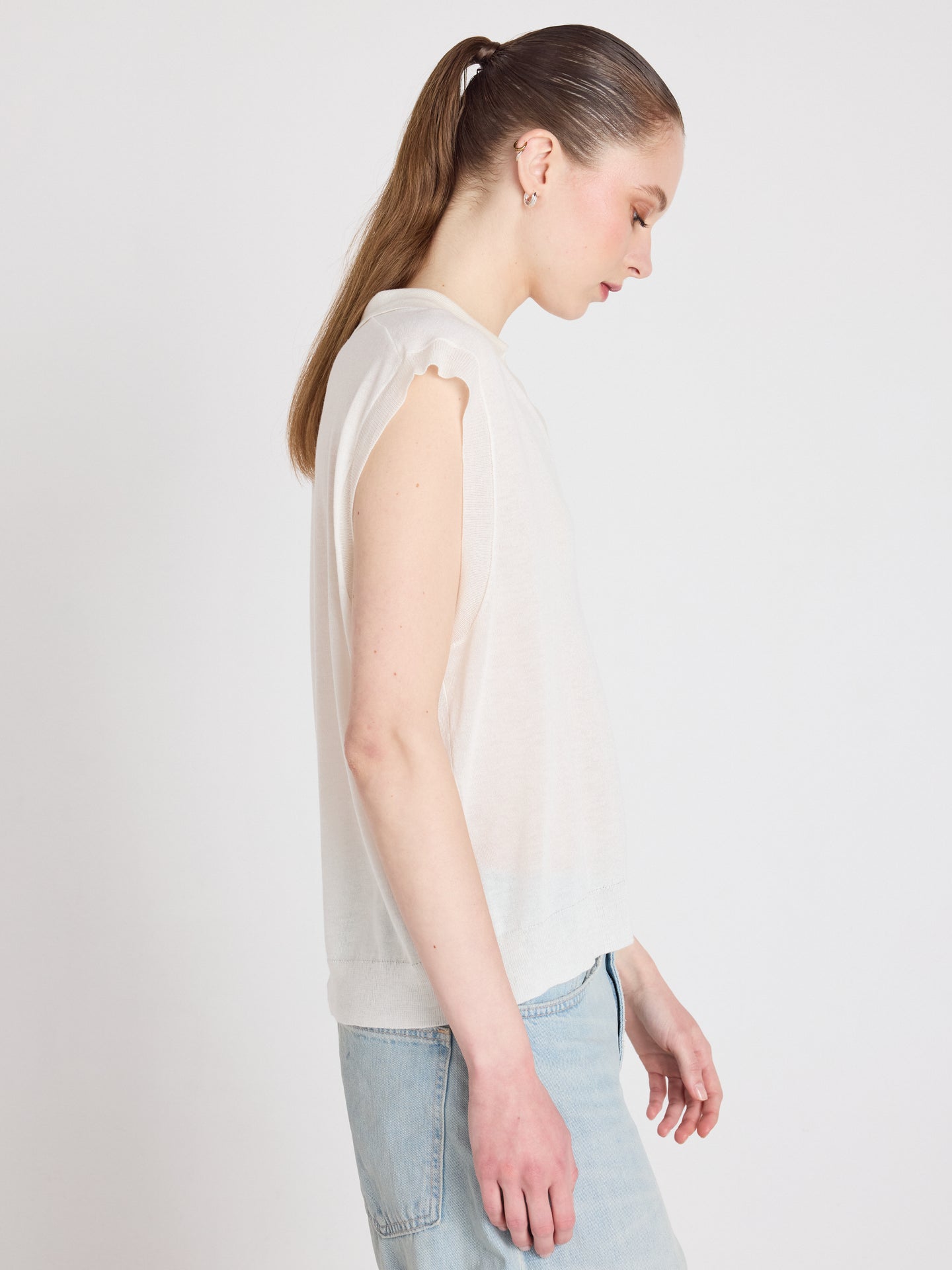 magali polo sweater - lyocell cashmere - white