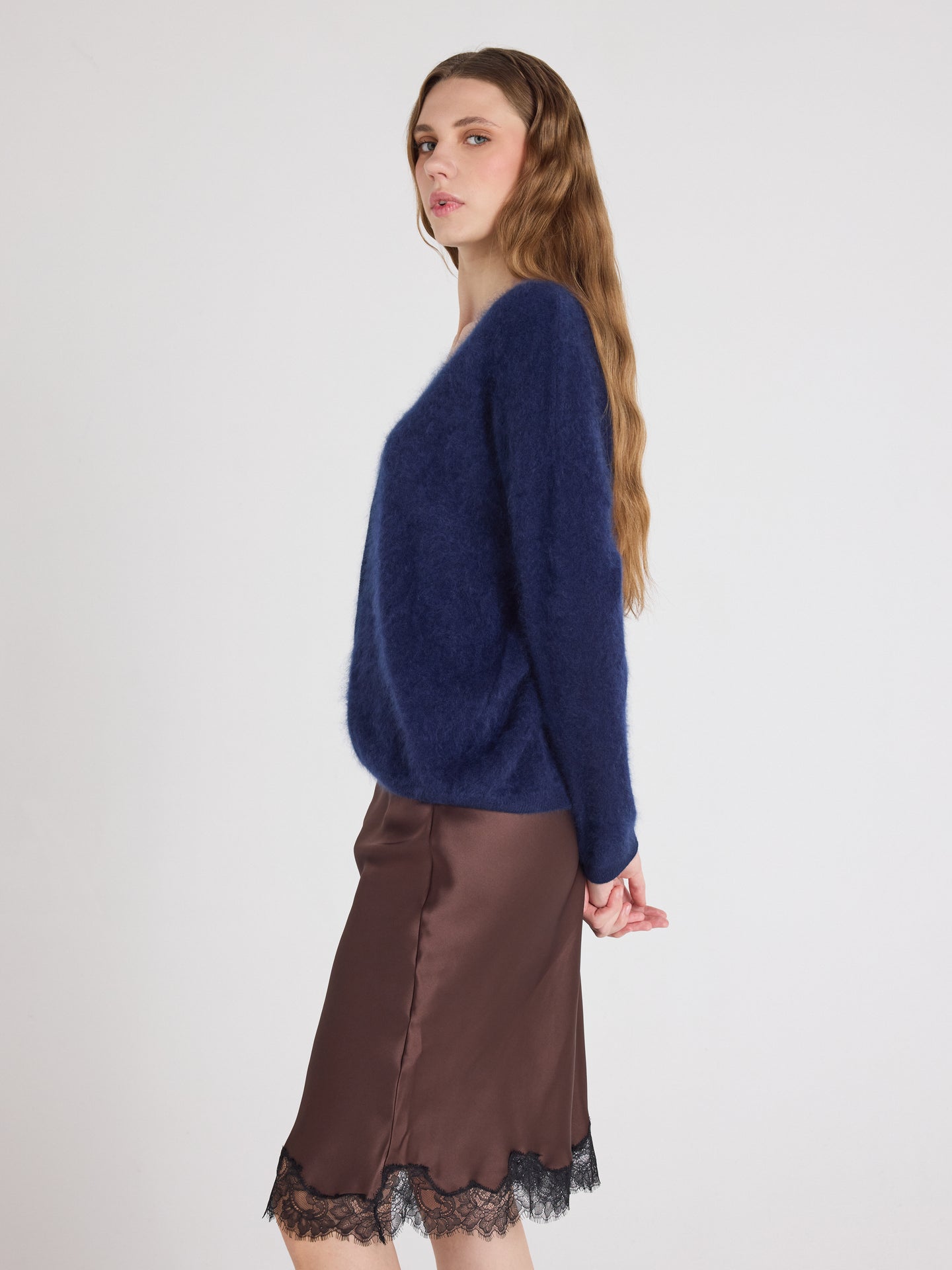 cardigan debora - geborsteld kasjmier - navy