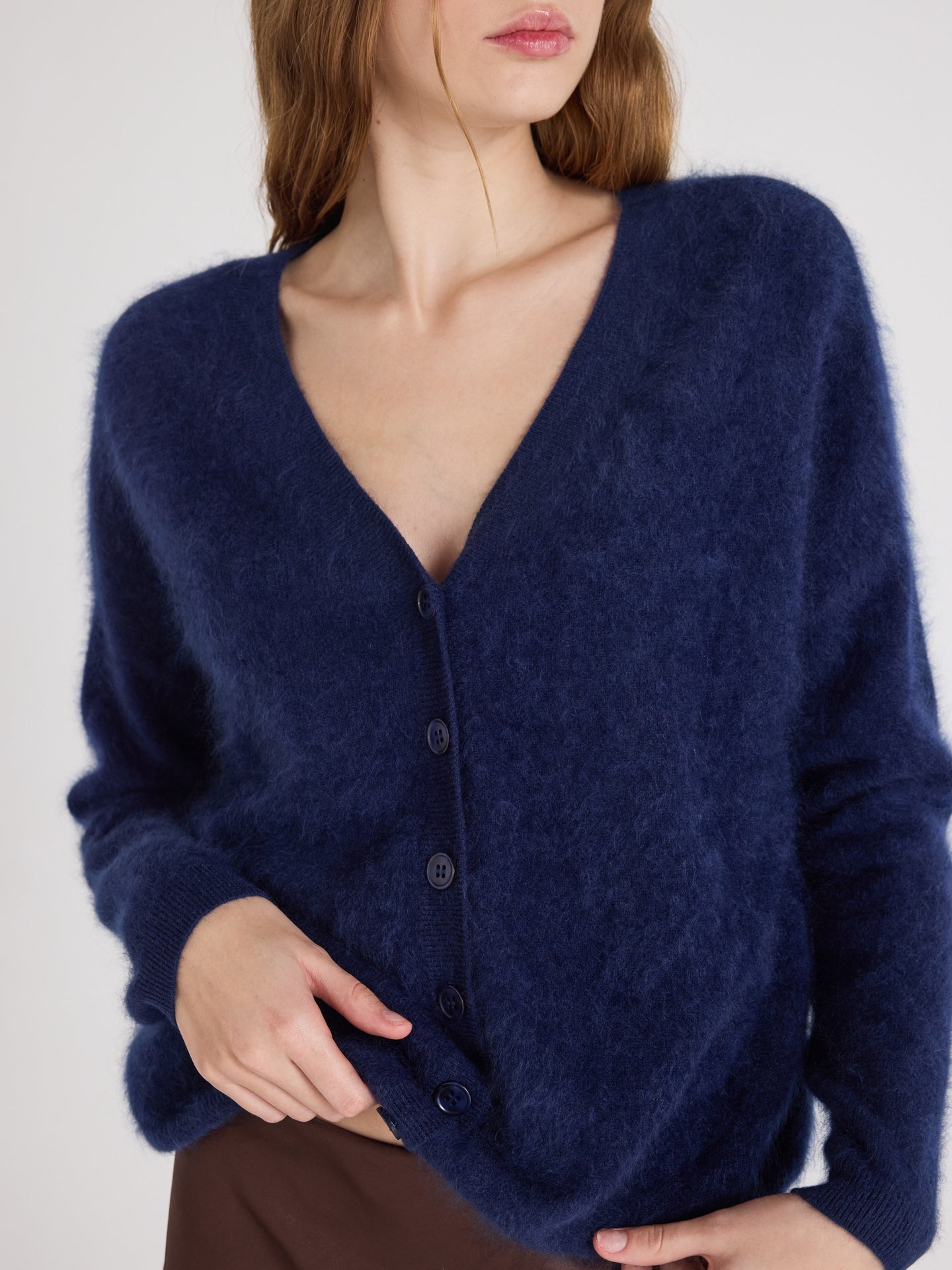 cardigan debora - geborsteld kasjmier - navy