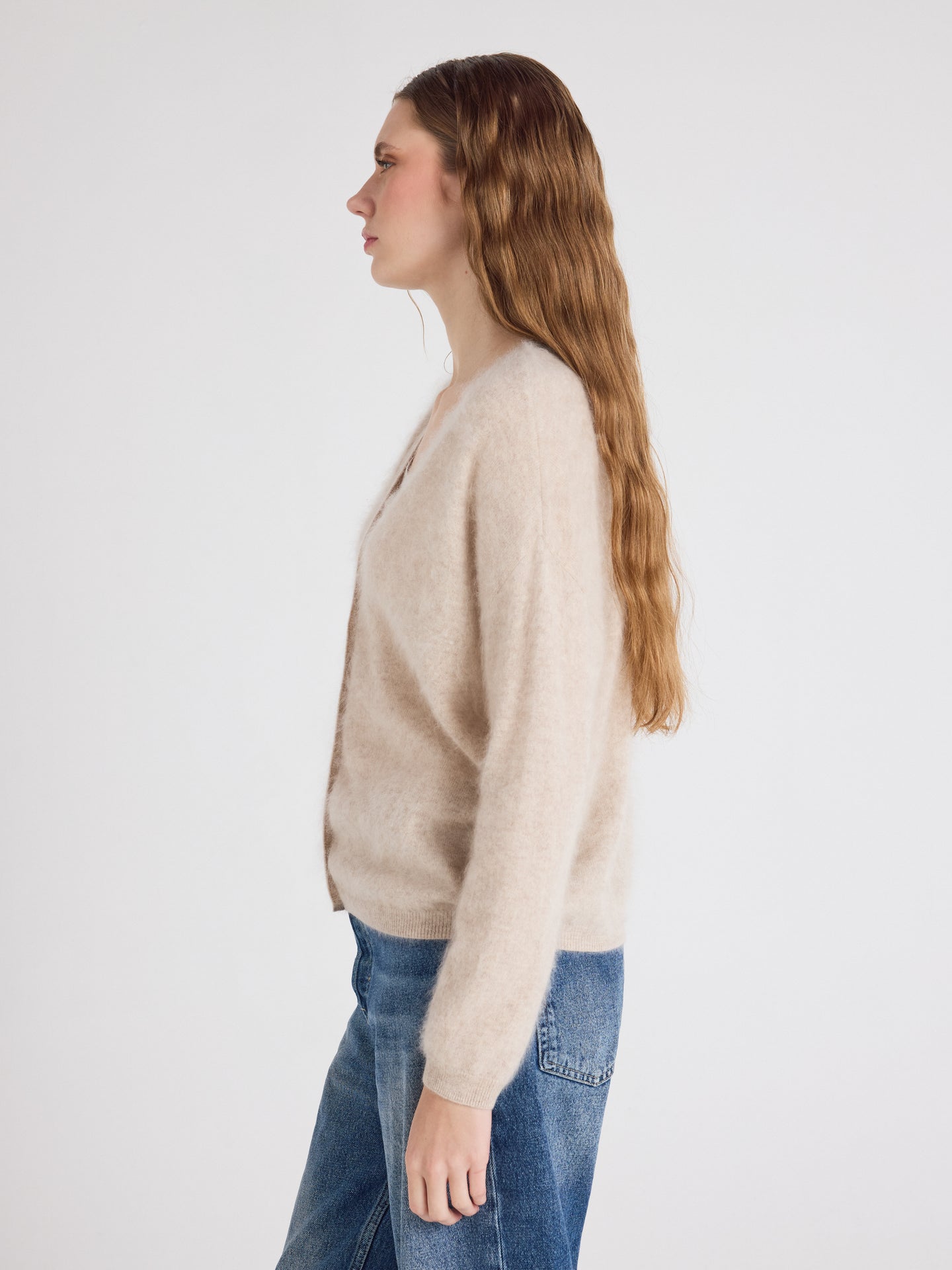 cardigan debora - geborsteld kasjmier - oat