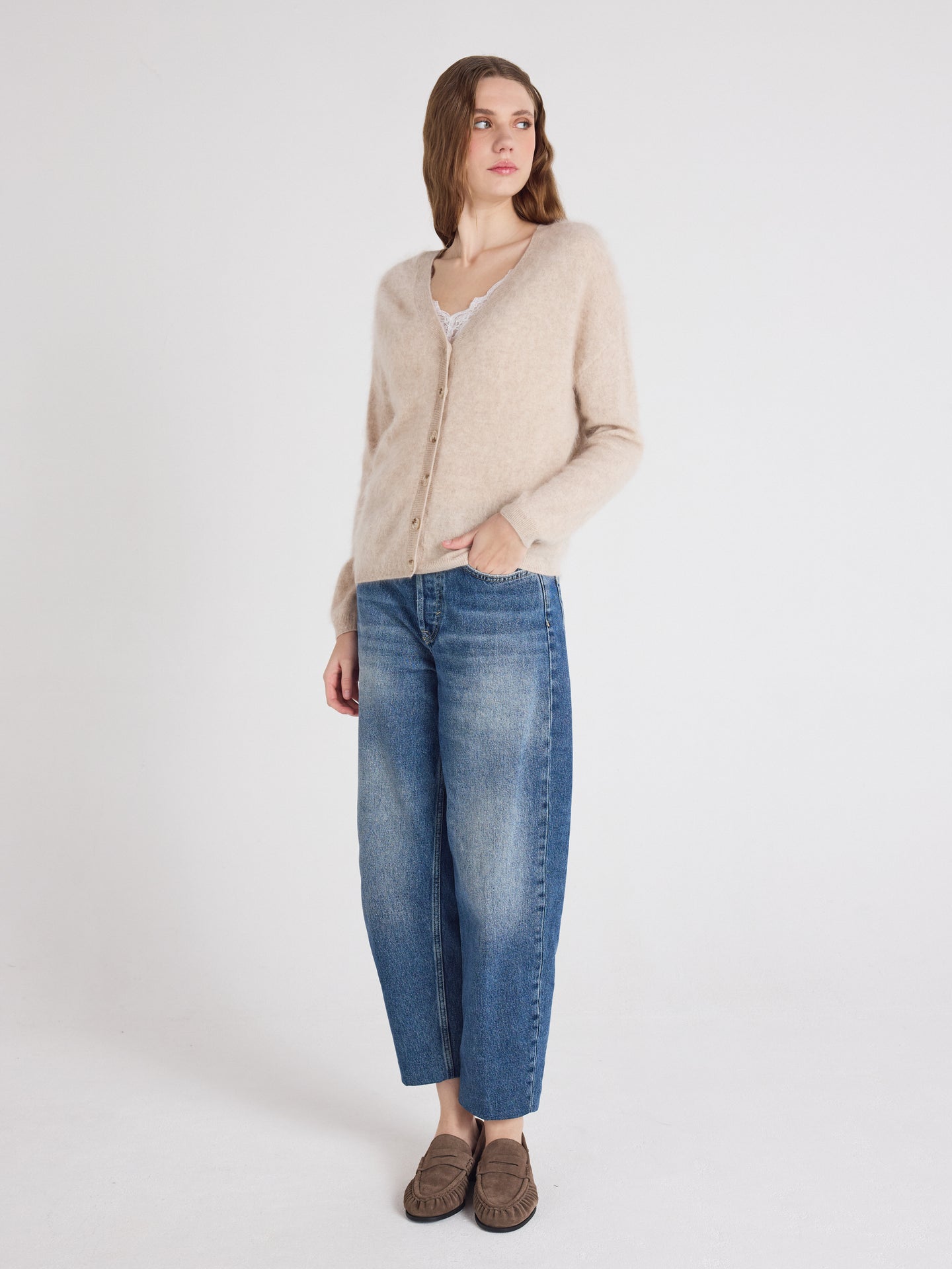 debora - Pull en cachemire brossé - oat