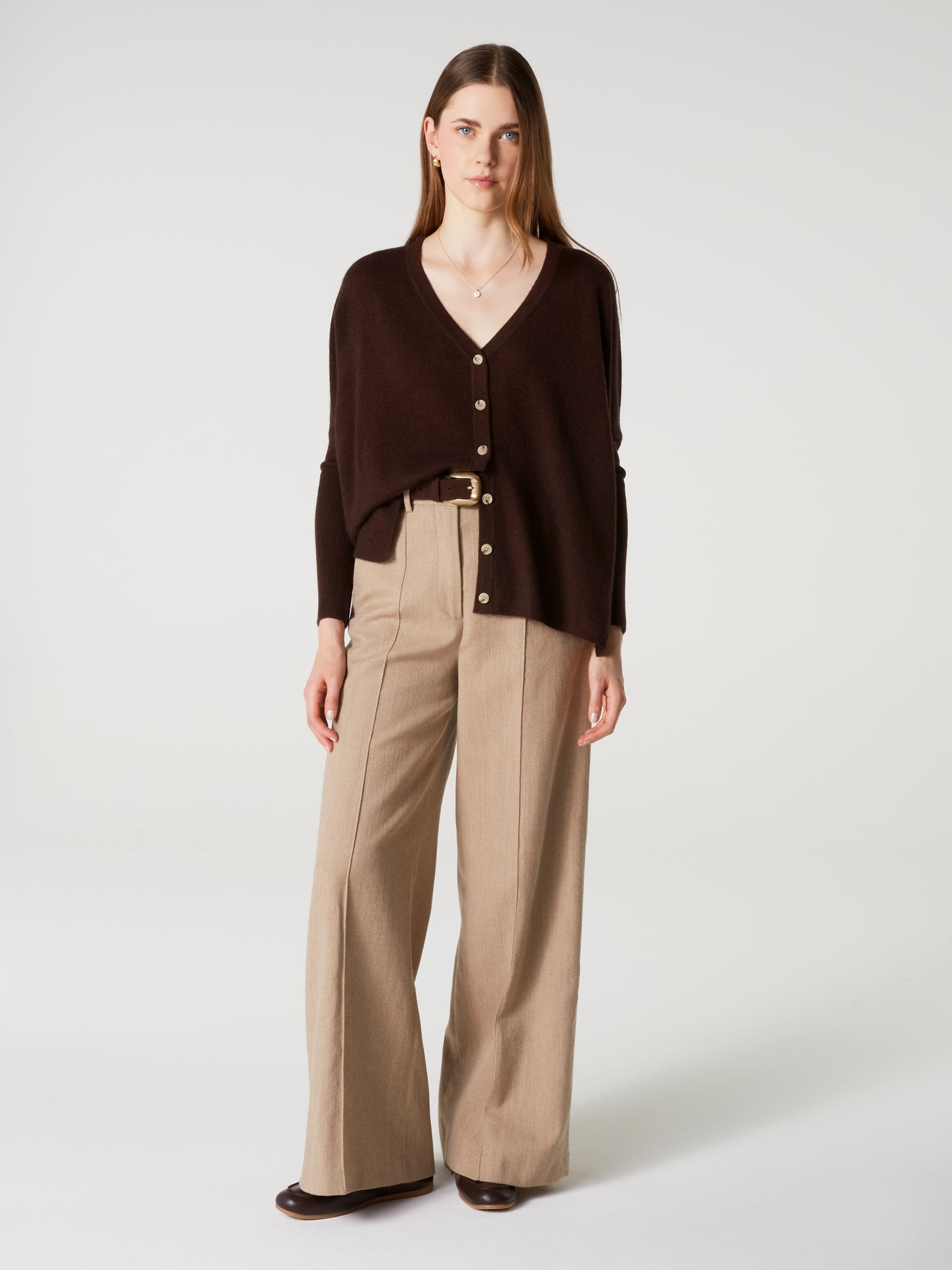 cardigan poncho alison - Cachemire - brownie