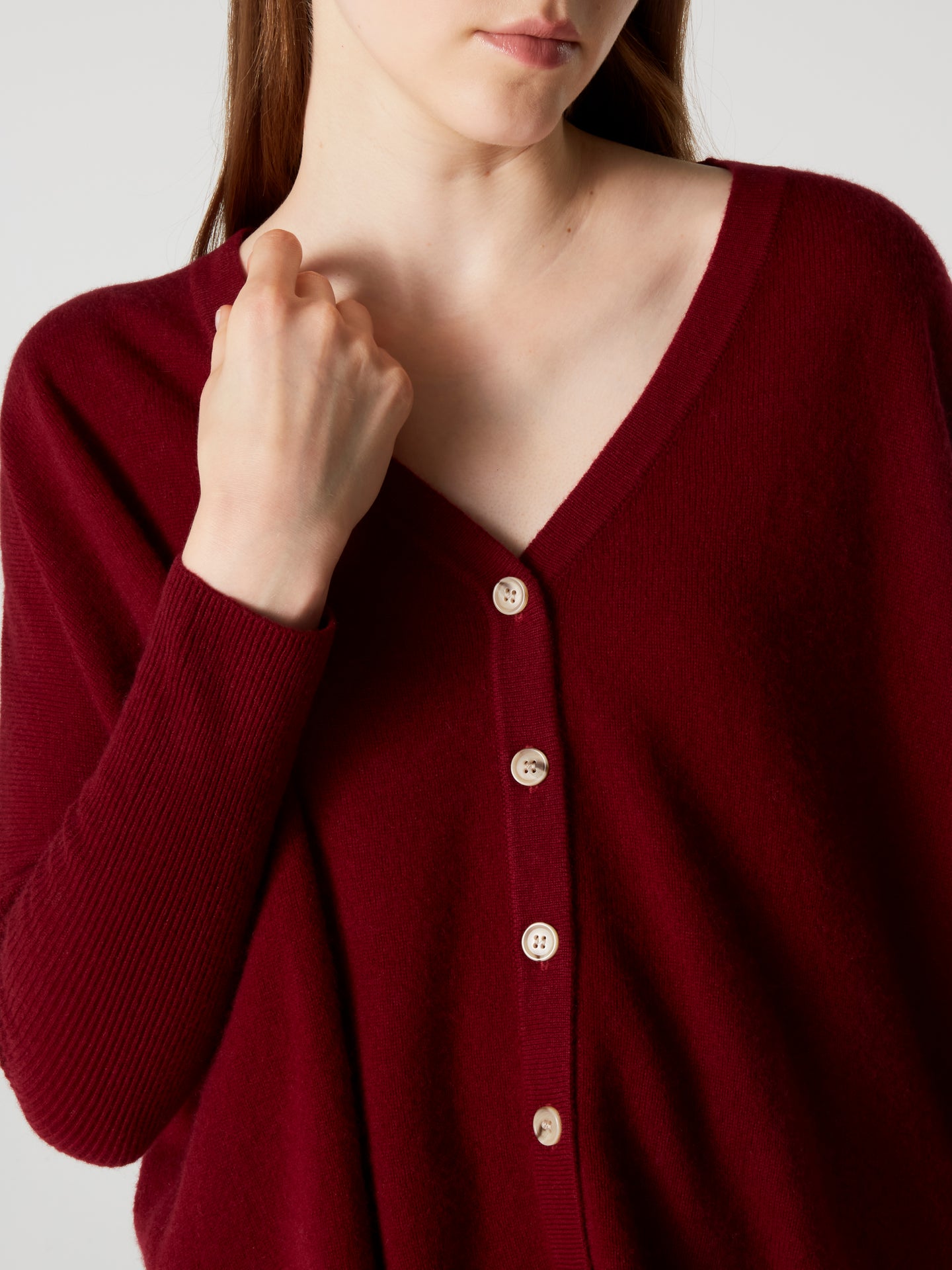 alison poncho cardigan - Cashmere - deep cherry