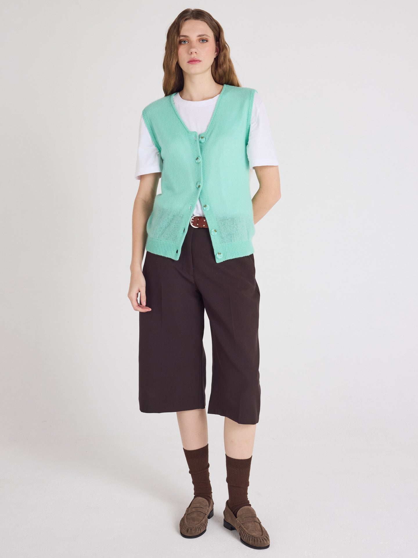 tayler - Gilet 100% cachemire - cactus