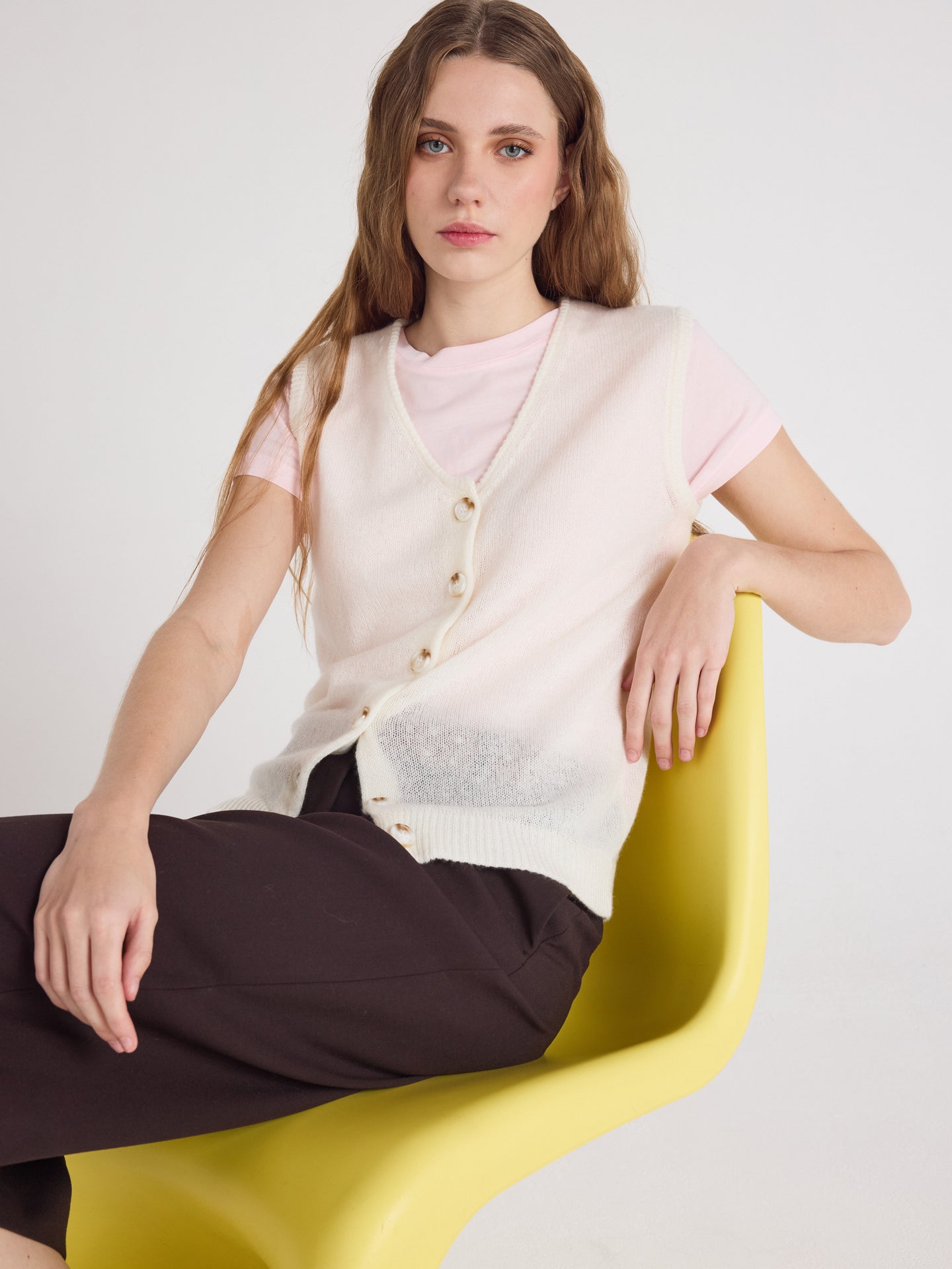 tayler - Gilet 100% cachemire - cream