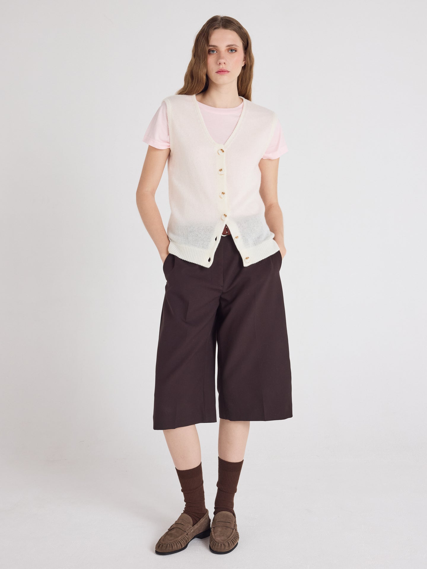 tayler - Gilet 100% cachemire - cream