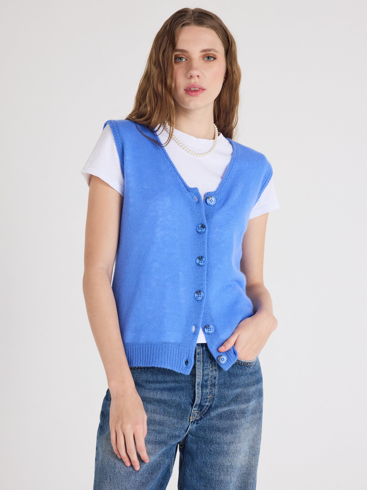 weste tayler - leichter kaschmir - marina blue