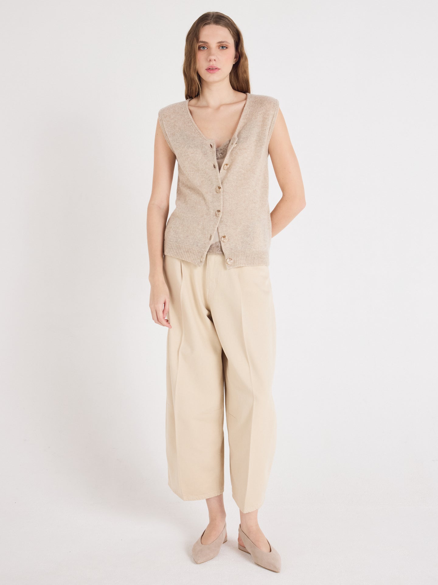 Taylor - 100% cashmere vest - oatmeal