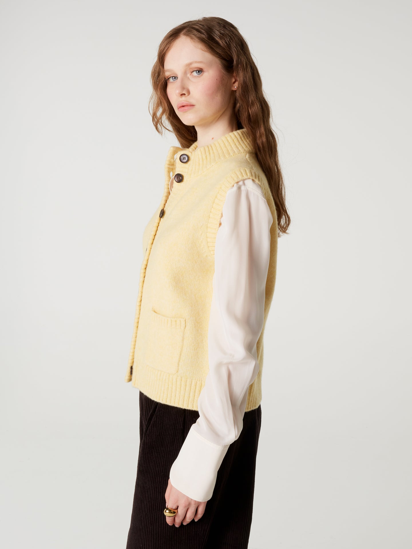 gilet alanis - Laine coton - light yellow