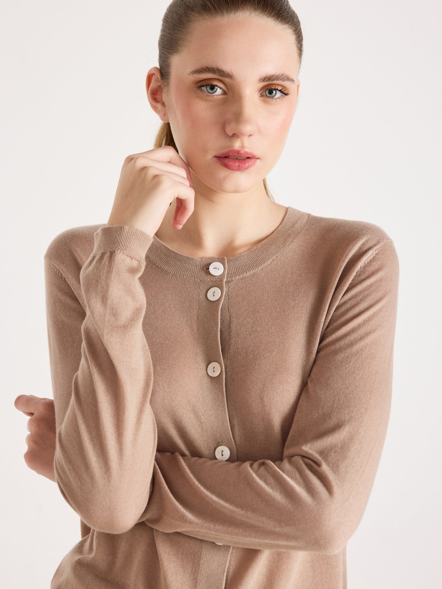 cardigan maddie - lyocell en kasjmier - earth