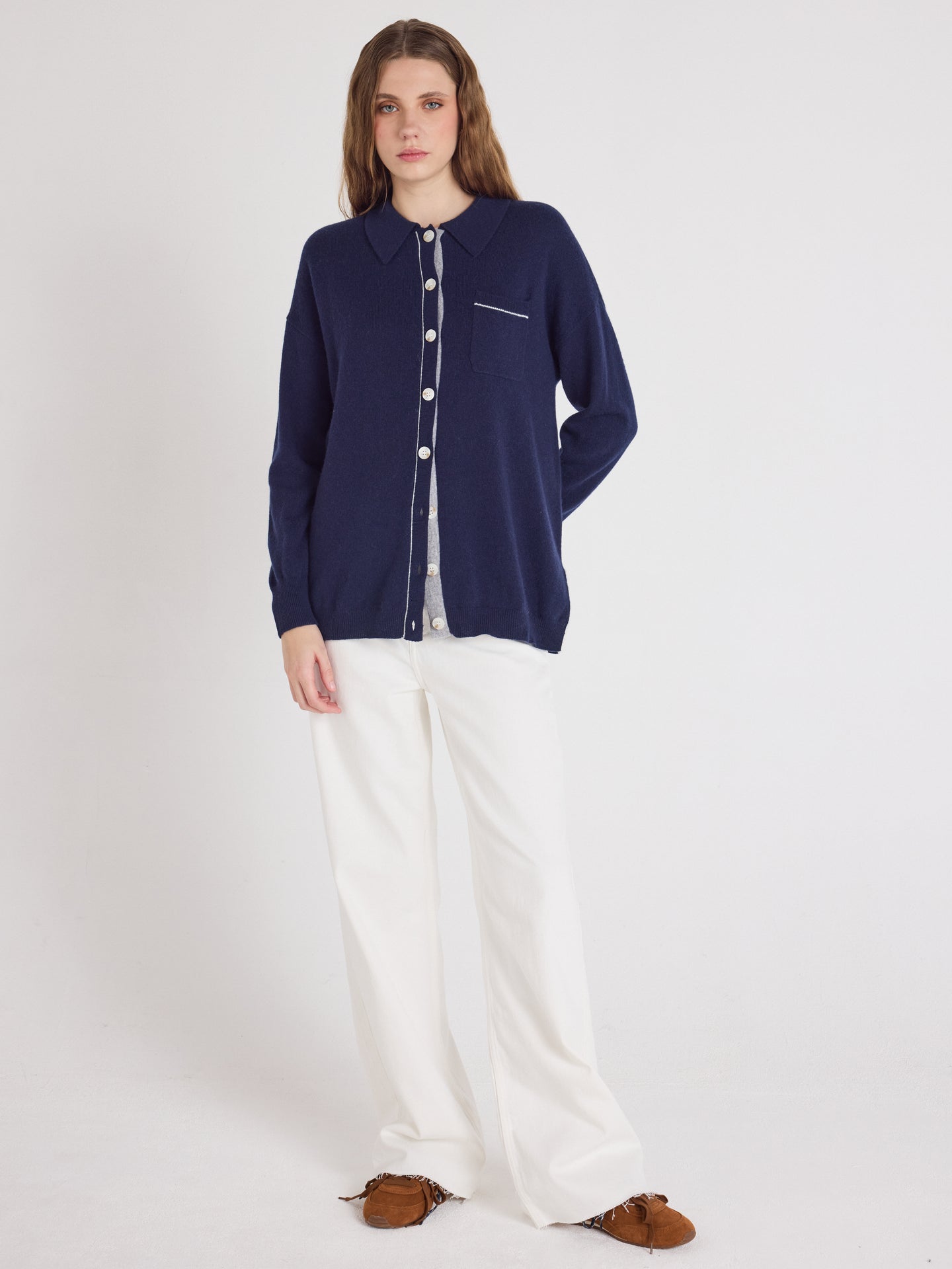 dayna - Cardigan 100% cachemire - navy