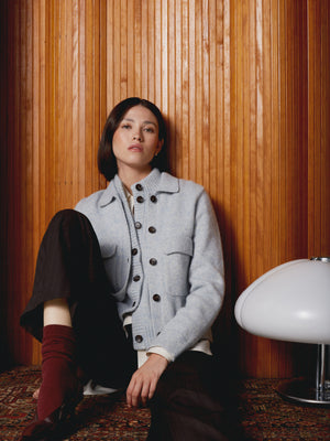Jacke Maiwen - Wolle Baumwolle - Babyblau