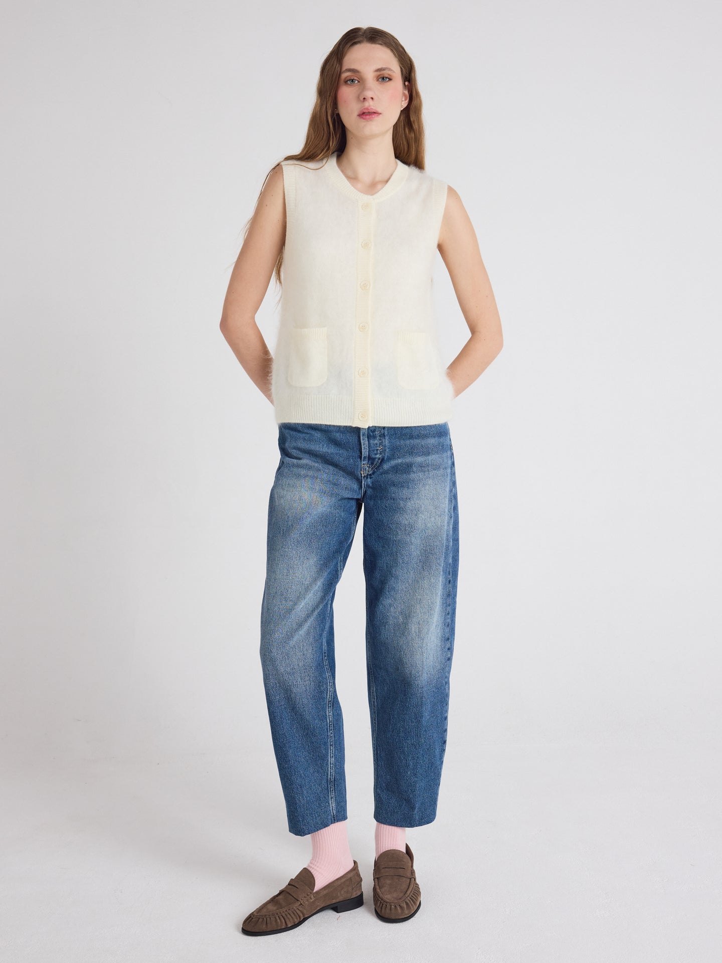 vest lana - geborsteld kasjmier - cream
