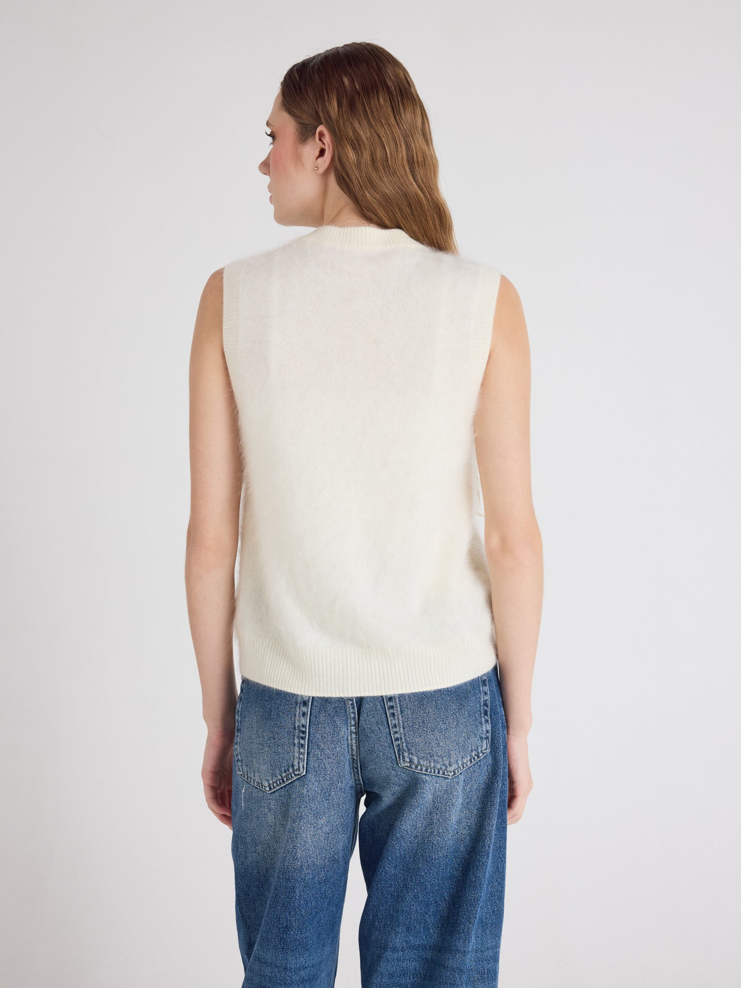 vest lana - geborsteld kasjmier - cream