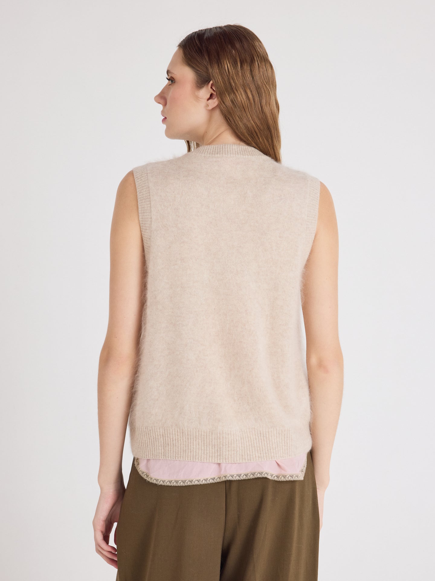 Strickweste lana - gebürstetem Kaschmir - oat