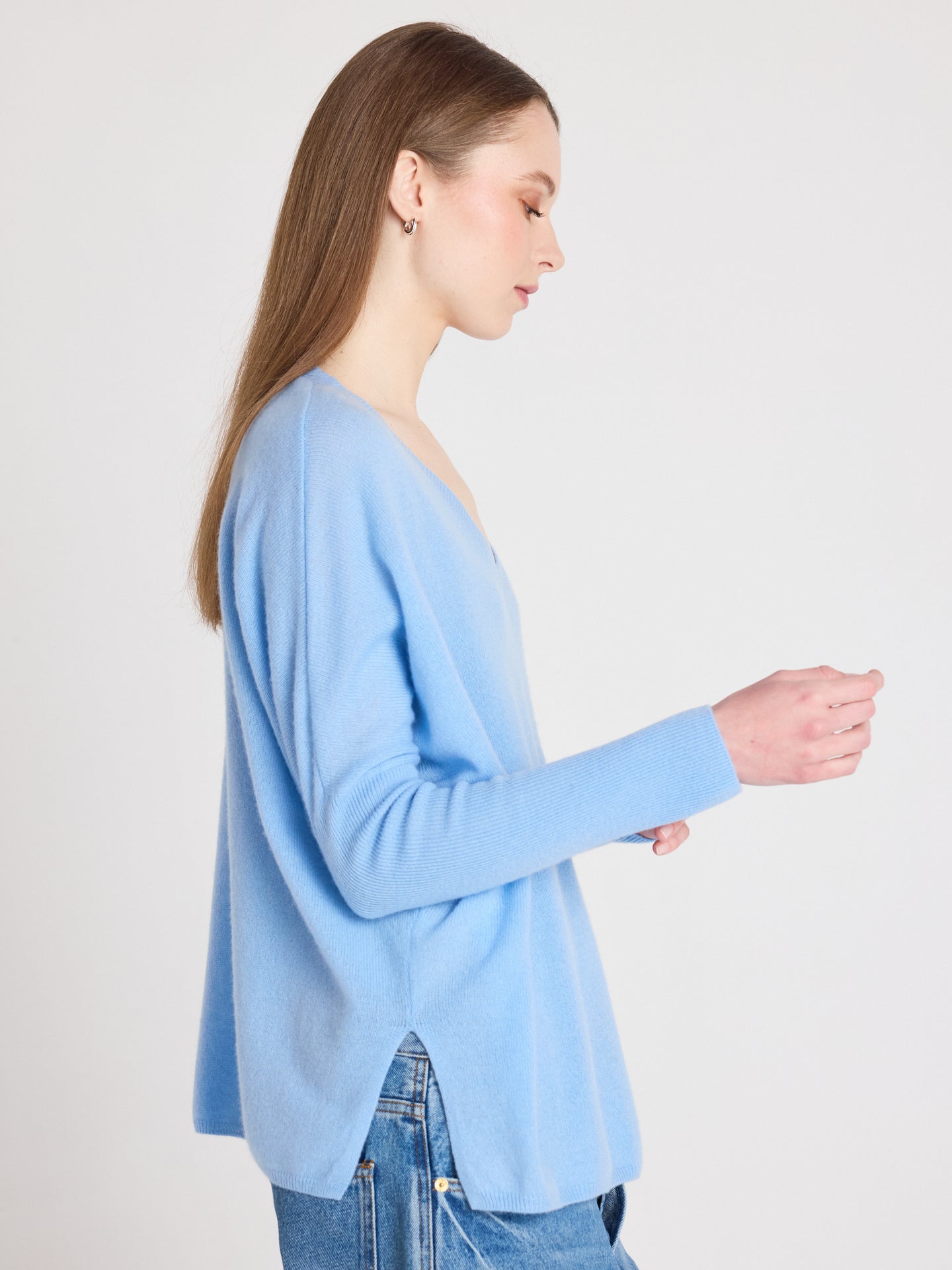 pull poncho camille - cachemire - provence blue
