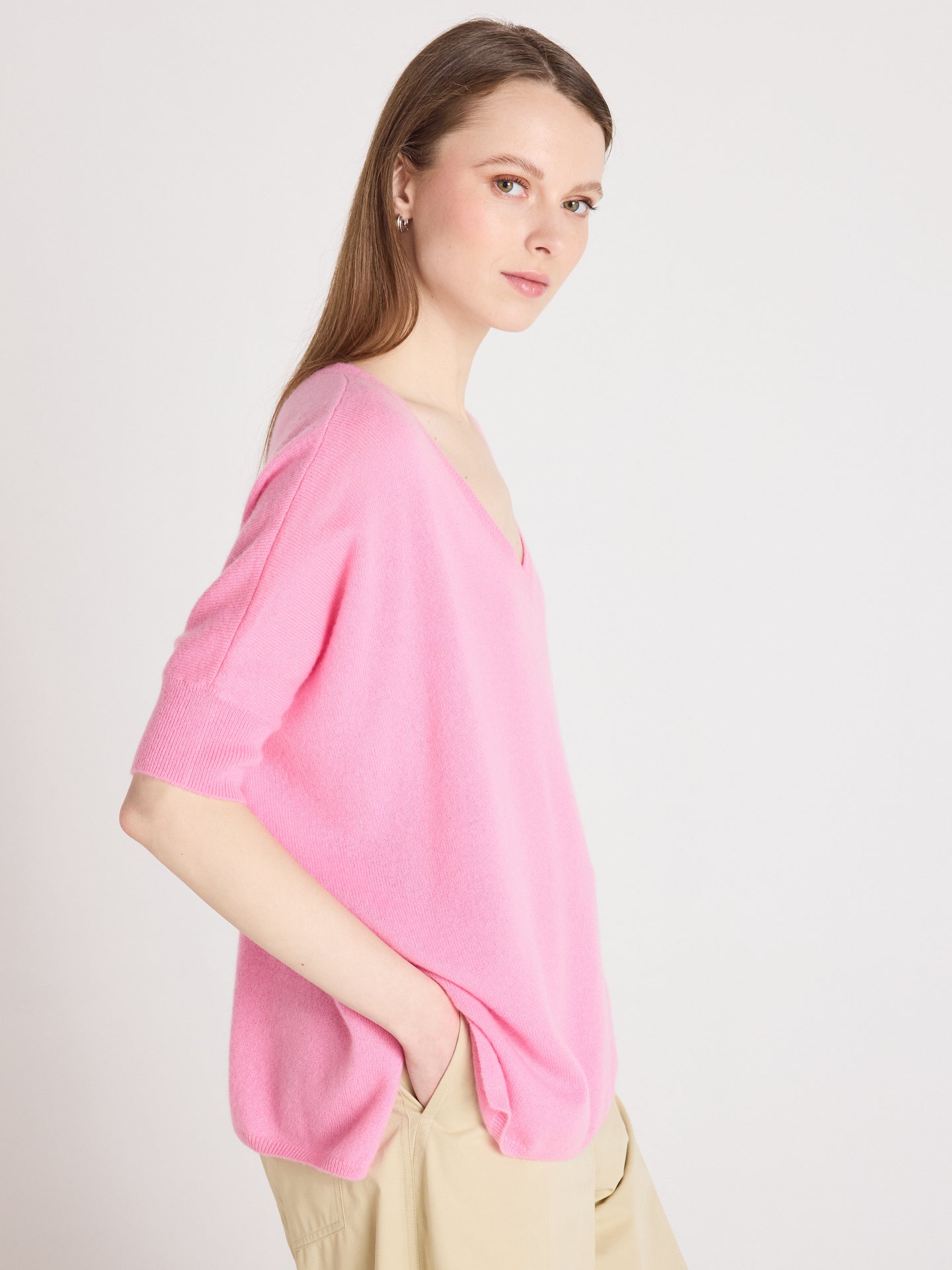 poncho maglione kate - cashmere - dragon fruit