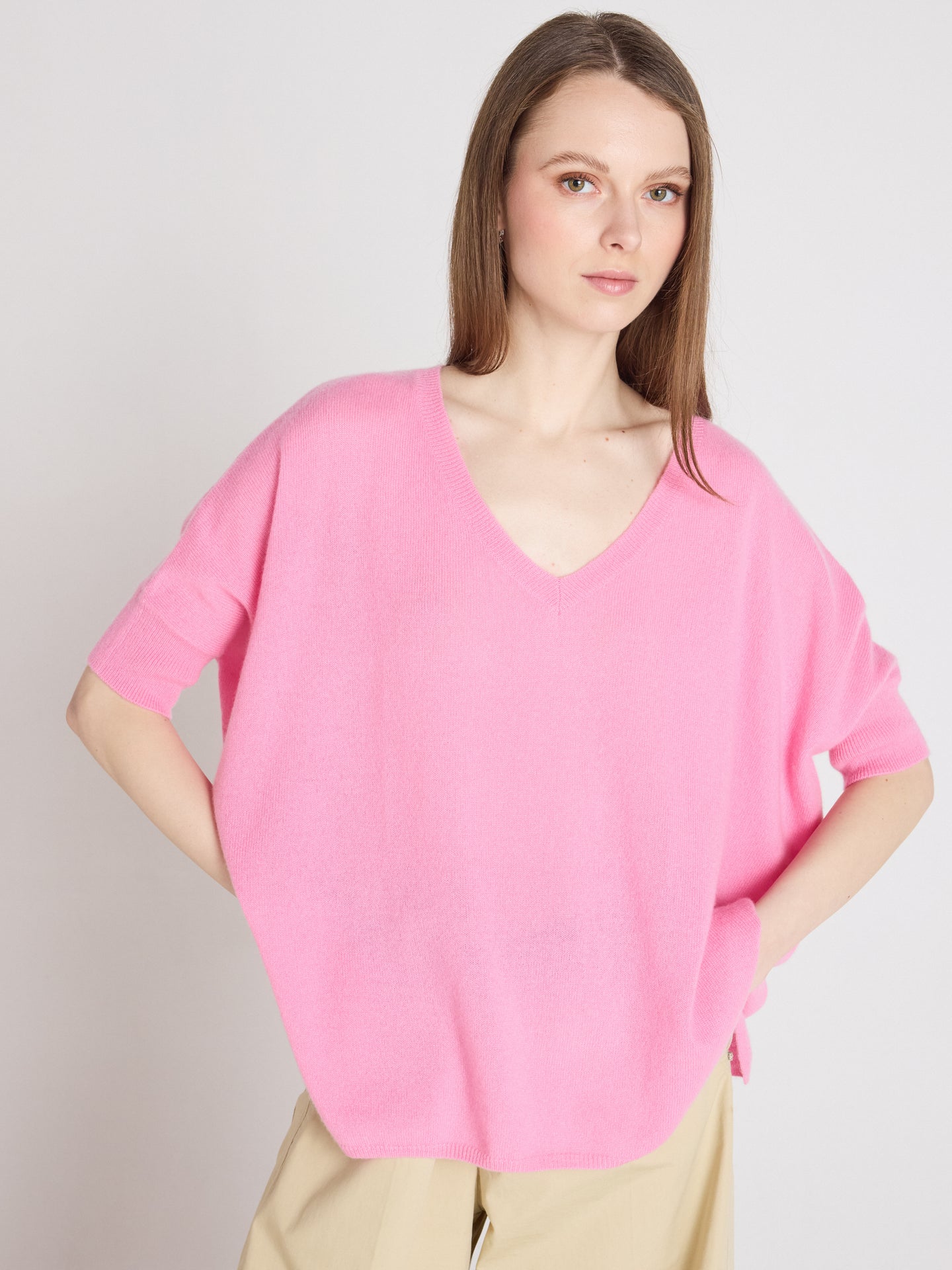 poncho maglione kate - cashmere - dragon fruit