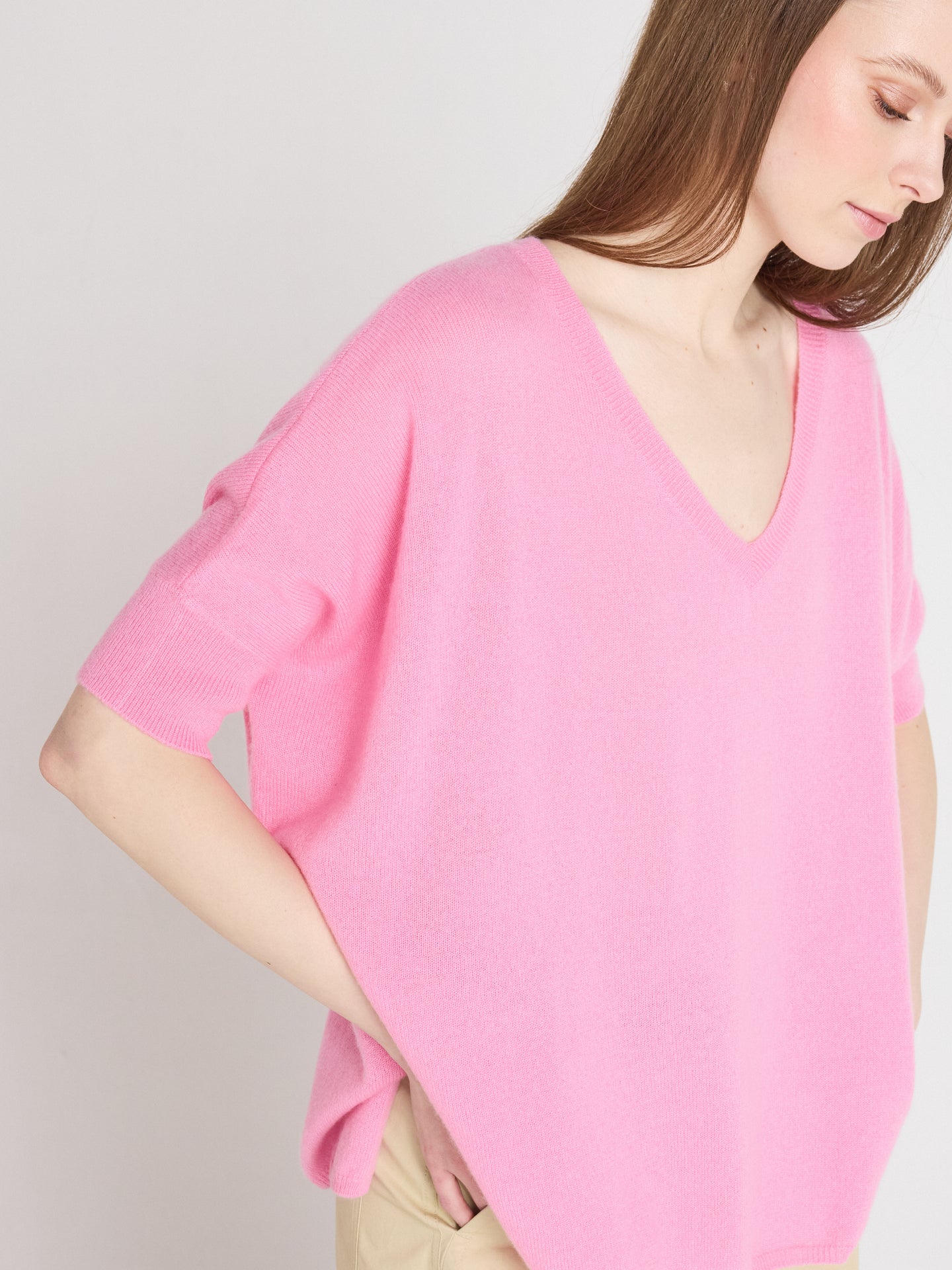 poncho maglione kate - cashmere - dragon fruit