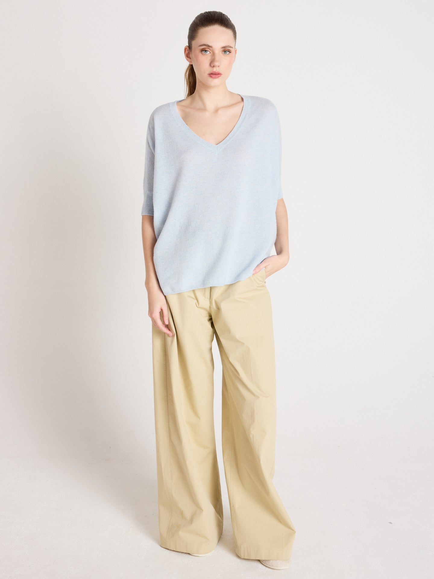 Kate - Poncho aus 100 % Kaschmir - heathered sky