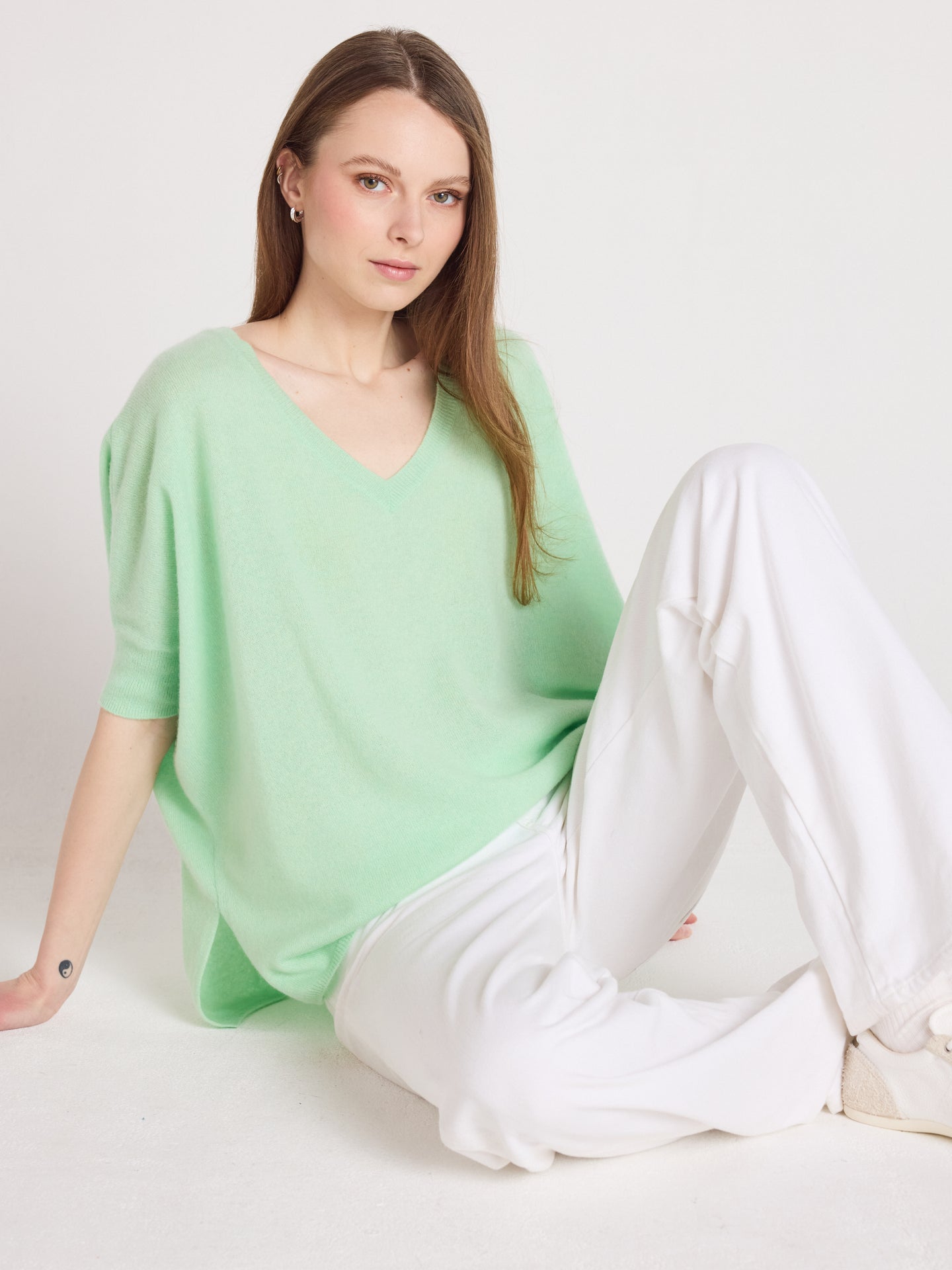 pull poncho kate - cachemire - pastel green