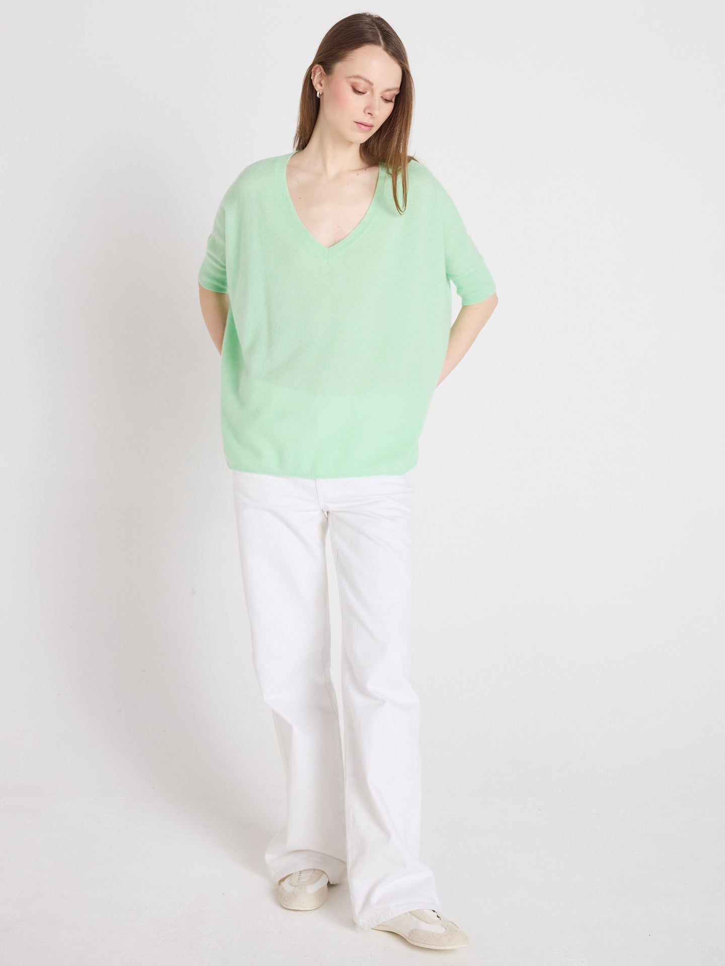 Kate - Poncho aus 100 % Kaschmir - pastel green